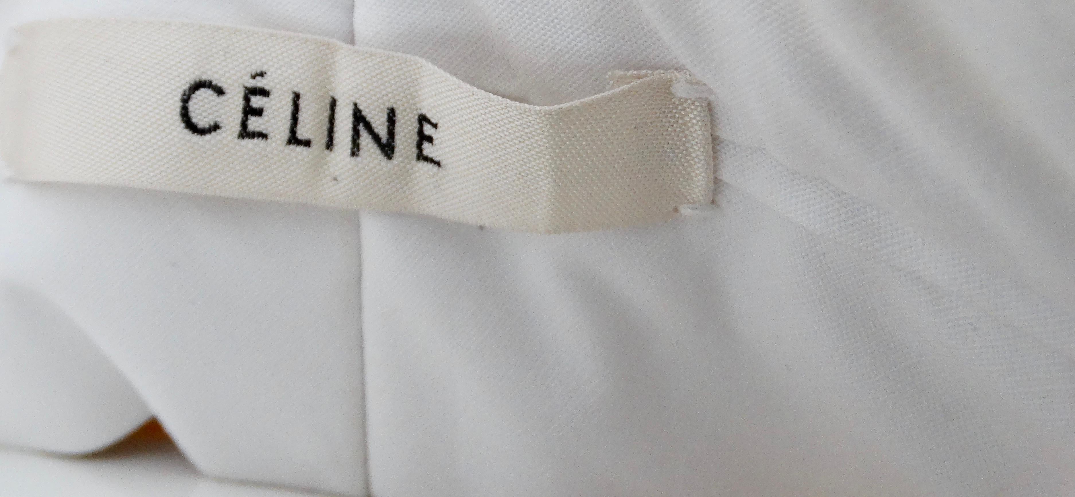 Phoebe Philo per Celine 2011: abito a righe di seta bianco sporco e pantaloni in vendita 4