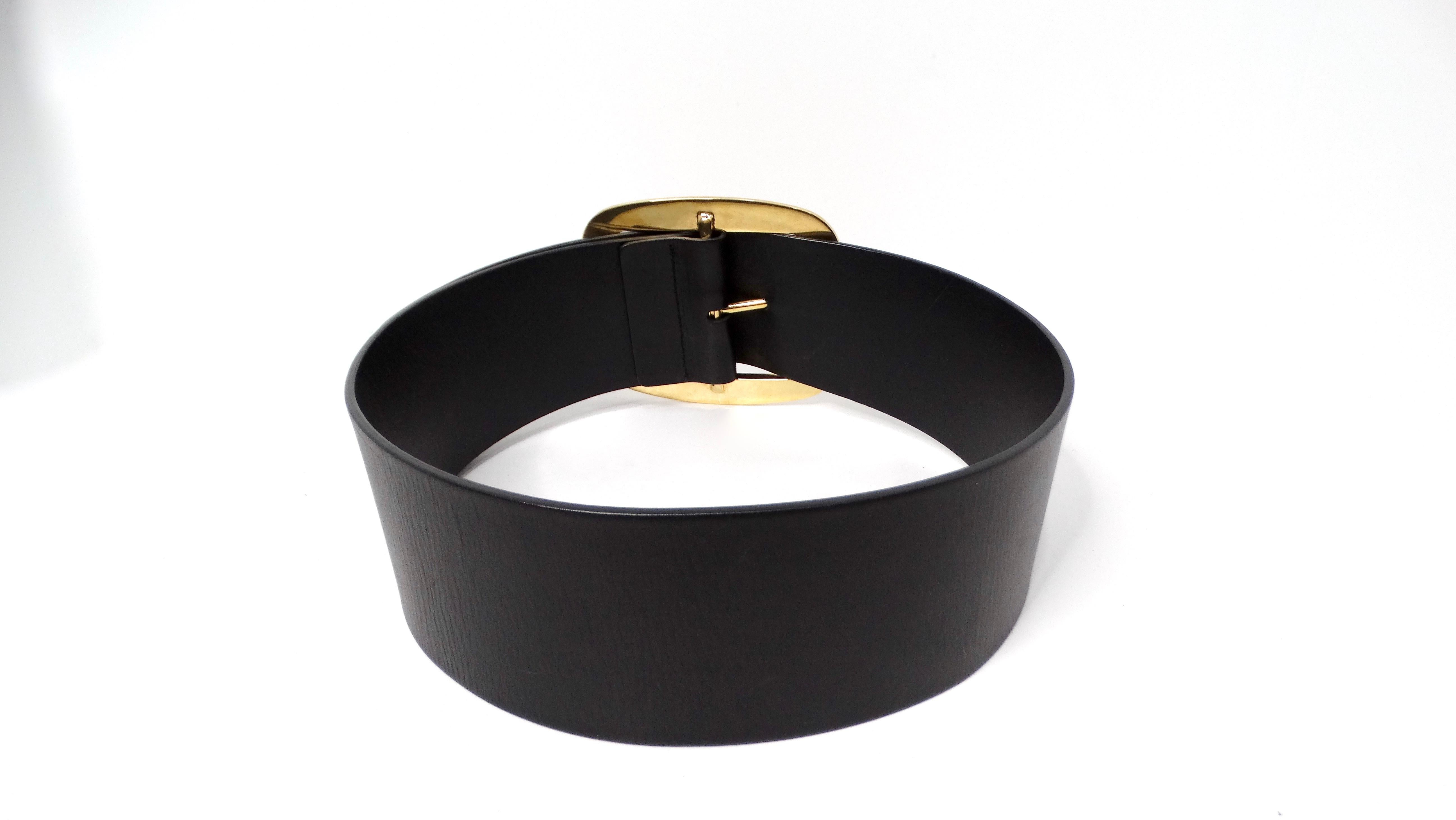 Phoebe Philo for Celine 2012 Large Leather Gold Plated Brass Buckle Corset Belt In Good Condition For Sale In Scottsdale, AZ