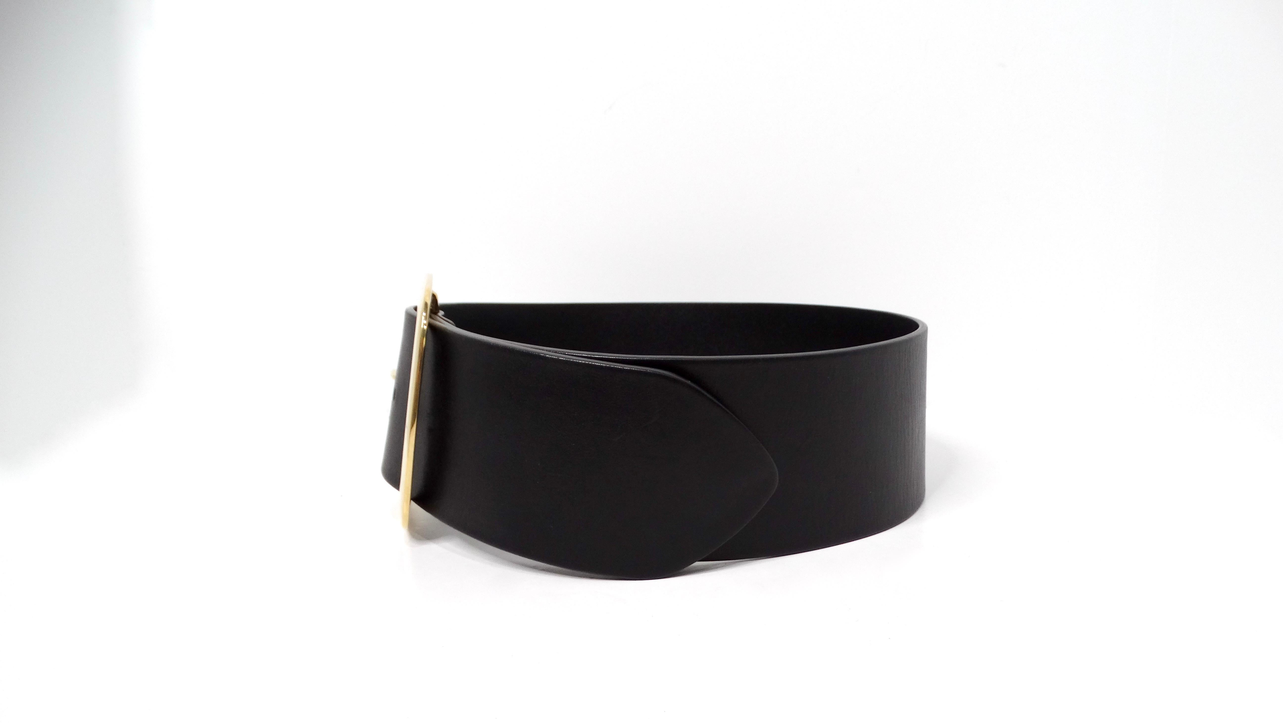Women's Phoebe Philo for Celine 2012 Large Leather Gold Plated Brass Buckle Corset Belt For Sale