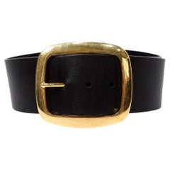 Phoebe Philo for Celine 2012 Large Leather Gold Plated Brass Buckle Corset Belt