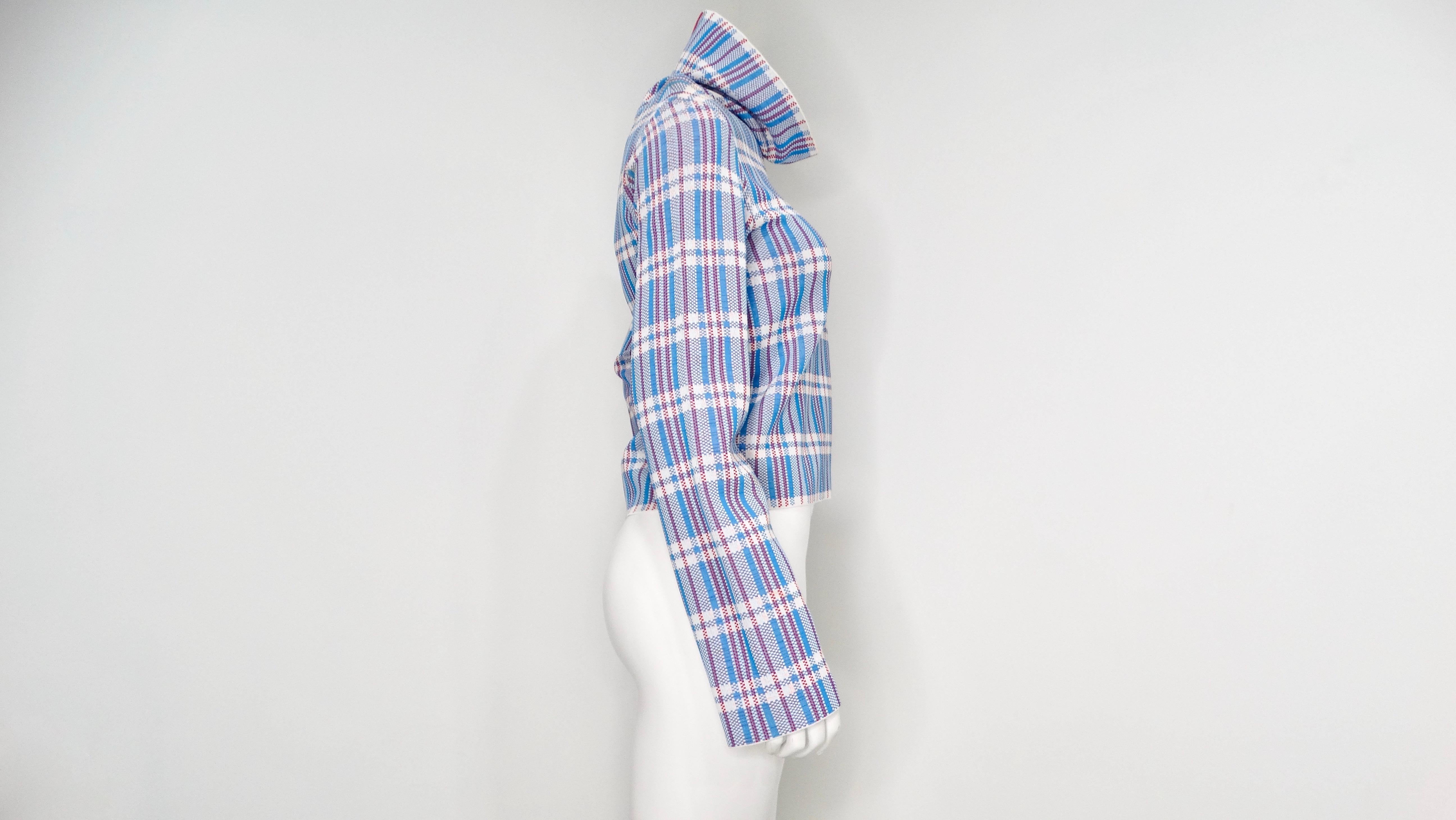 Haut à manches longues Phoebe Philo pour Celine 2013 Runway Tartan Turtleneck Top en vente 3
