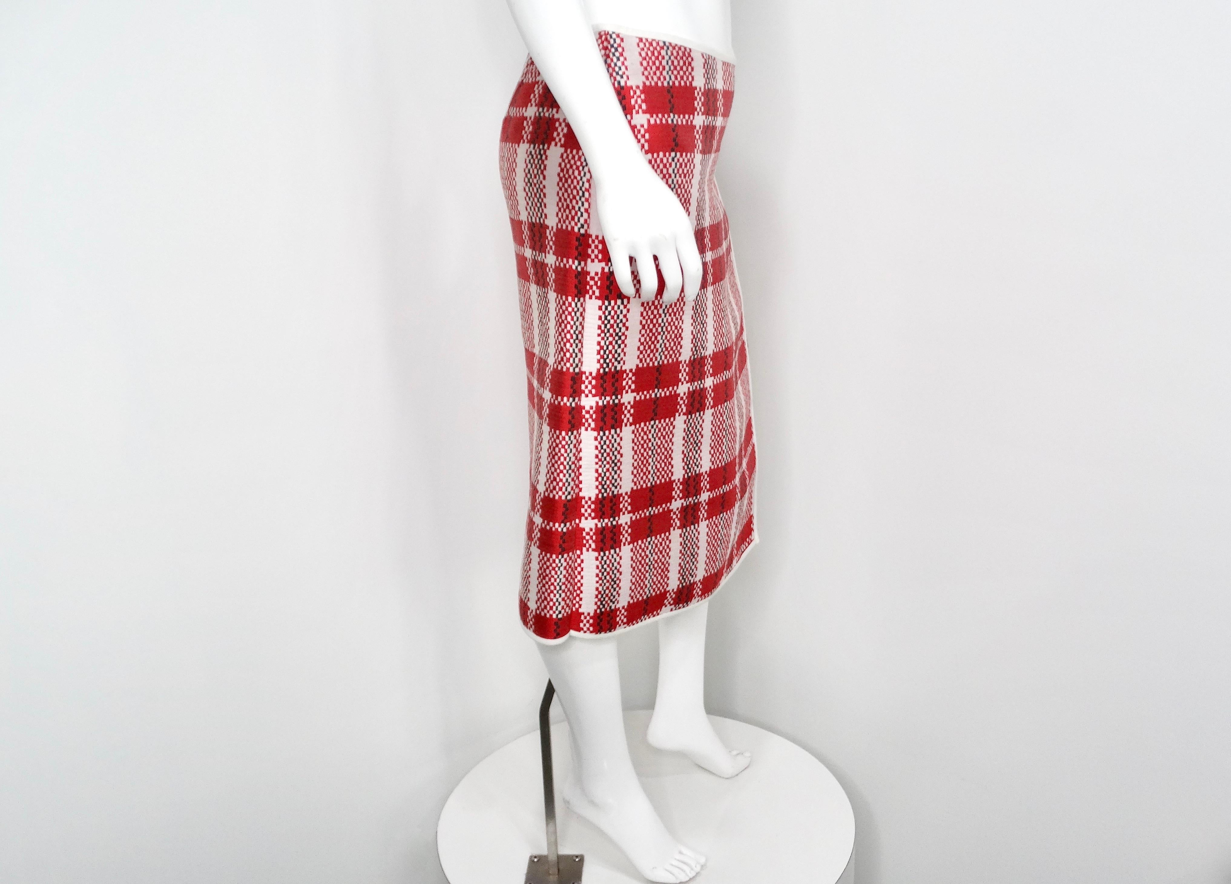 Phoebe Philo for Celine 2013 Runway Jupe droite enveloppante en tissu écossais en vente 3