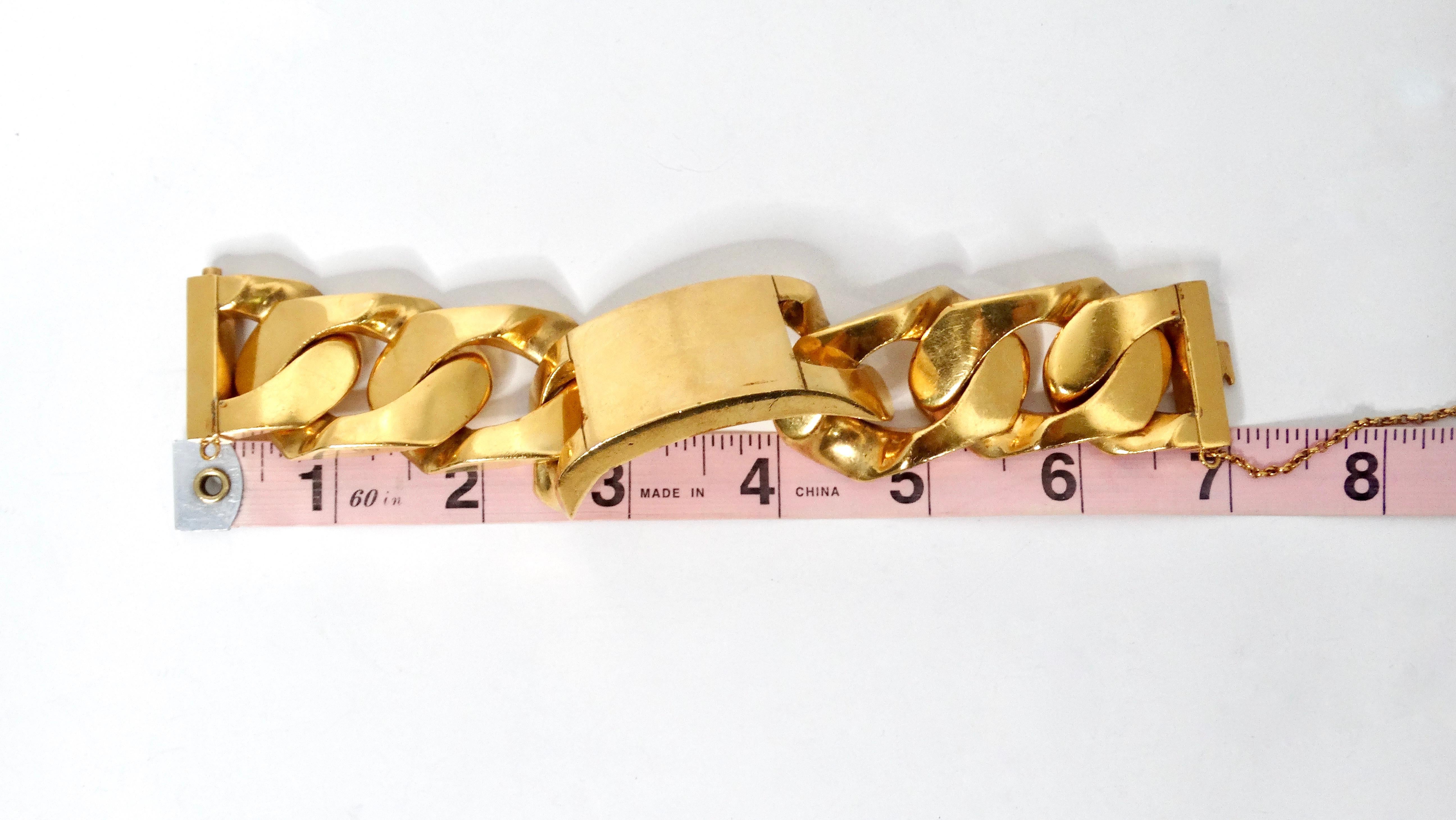 Phoebe Philo pour Celine, grand bracelet à maillons en laiton plaqué or en vente 6