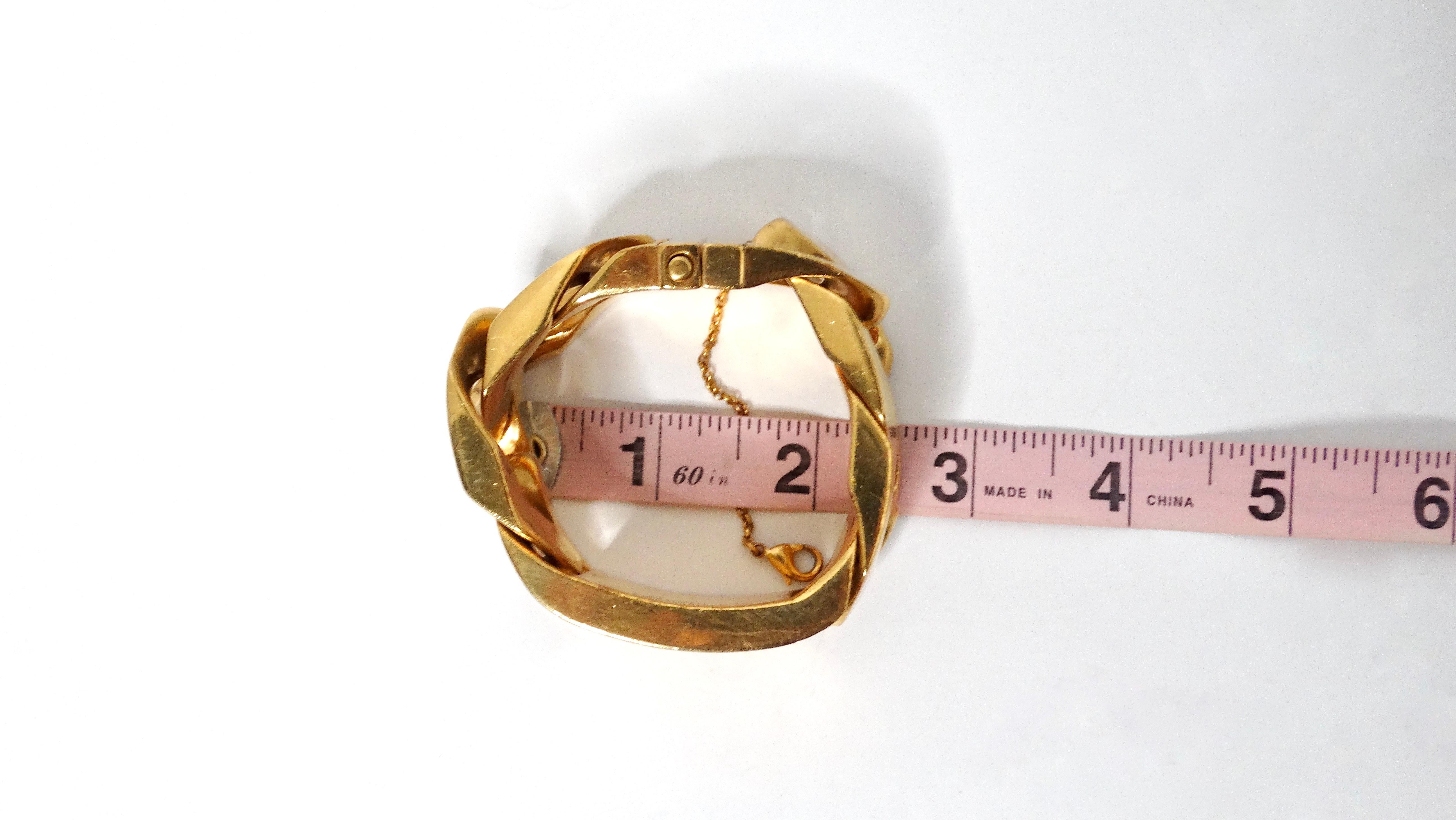 Phoebe Philo pour Celine, grand bracelet à maillons en laiton plaqué or en vente 7
