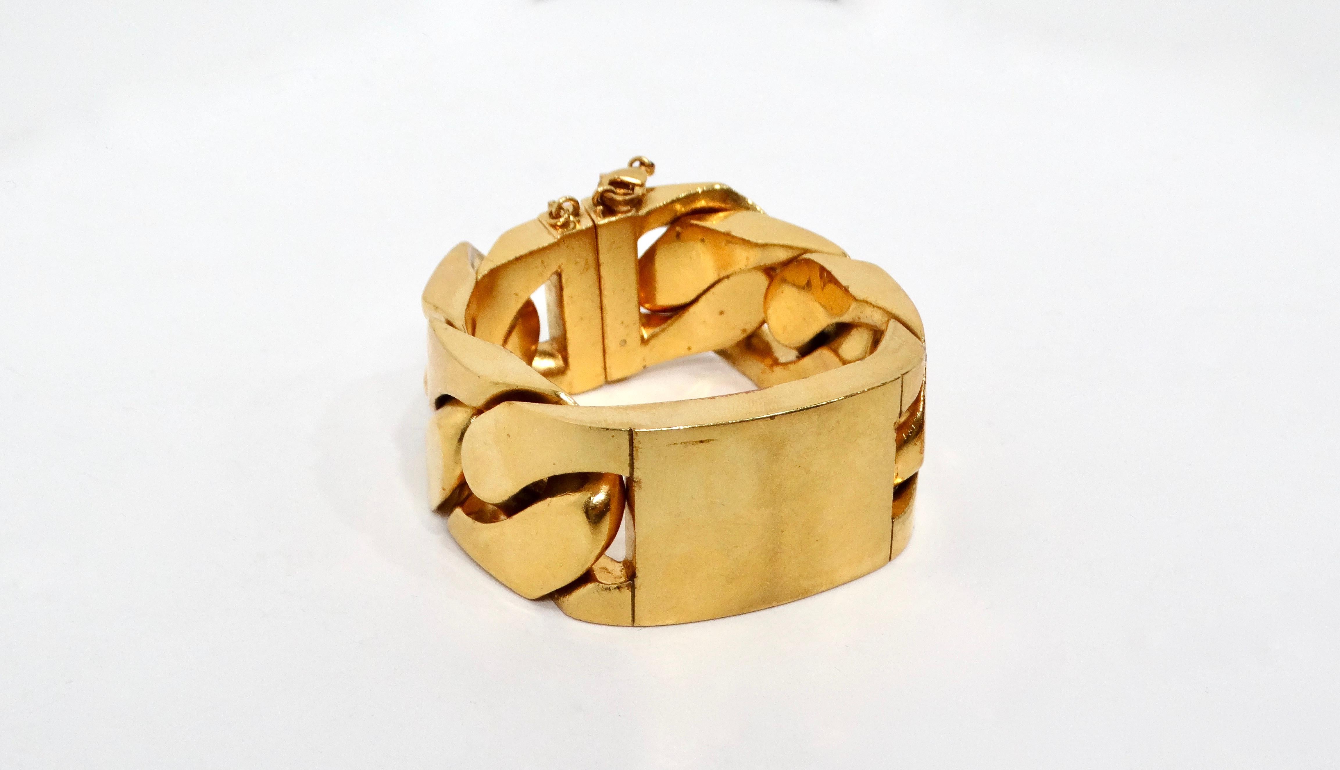 Phoebe Philo pour Celine, grand bracelet à maillons en laiton plaqué or Bon état - En vente à Scottsdale, AZ