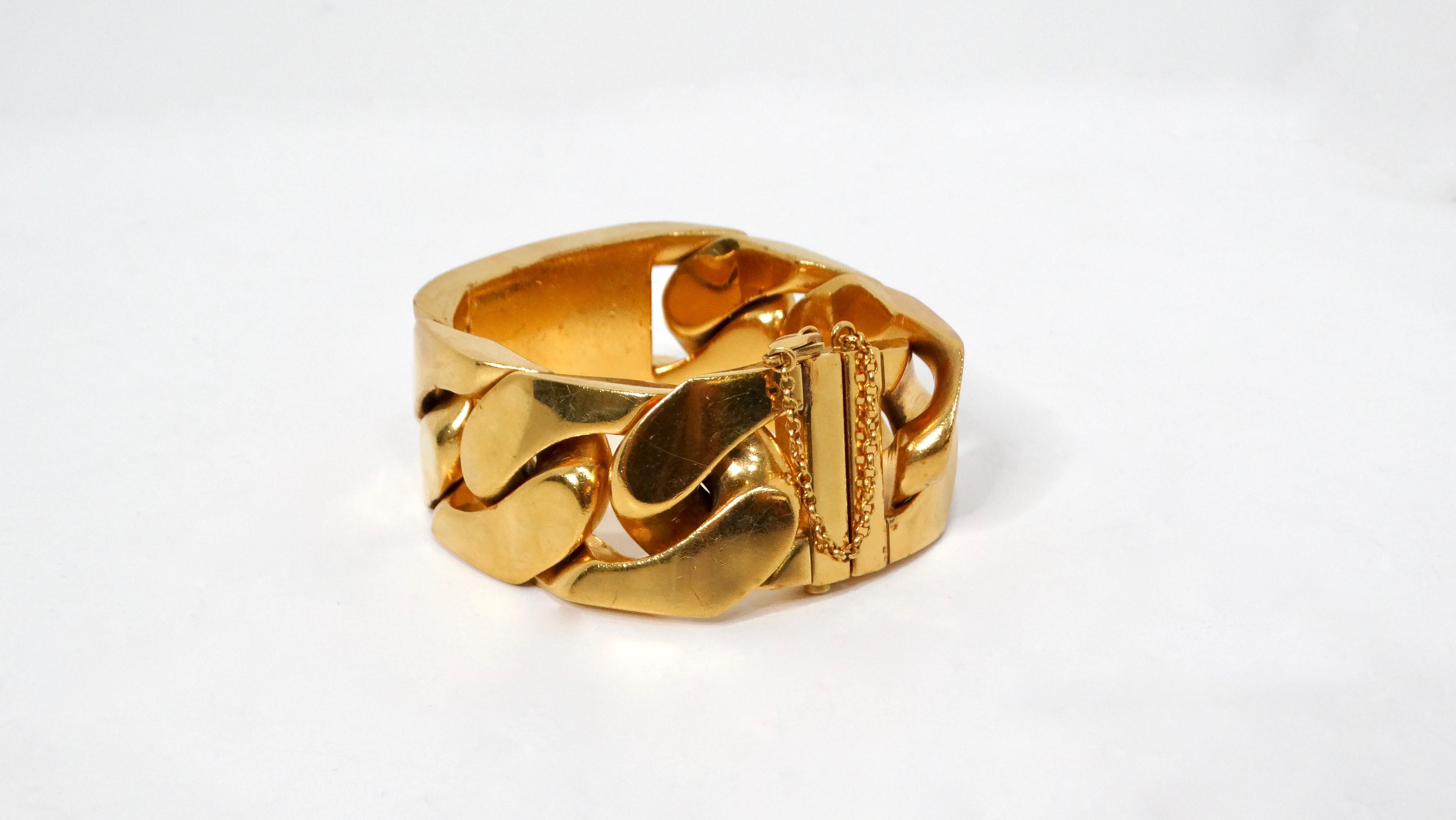 Phoebe Philo pour Celine, grand bracelet à maillons en laiton plaqué or Pour femmes en vente