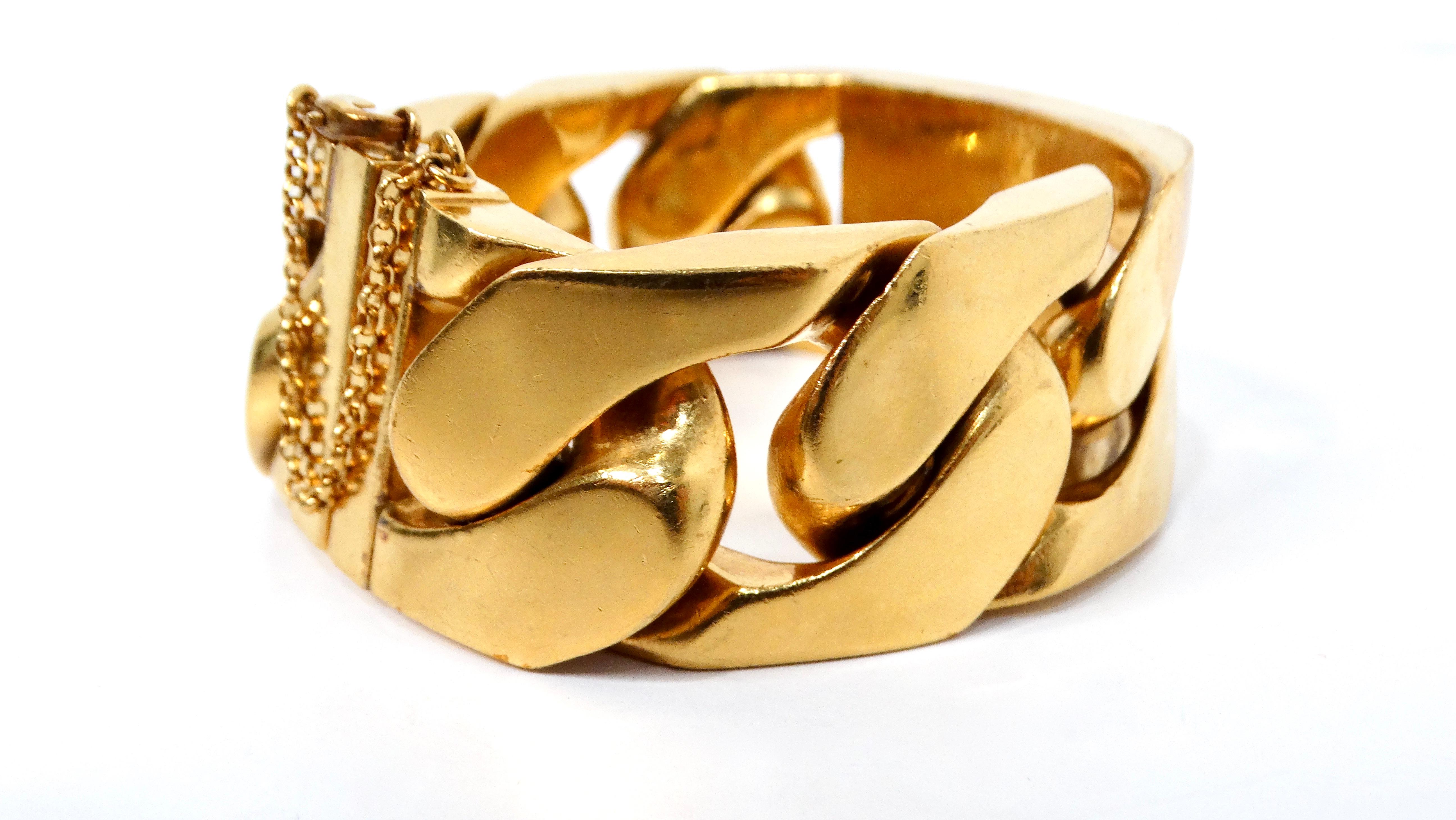 Phoebe Philo pour Celine, grand bracelet à maillons en laiton plaqué or en vente 4