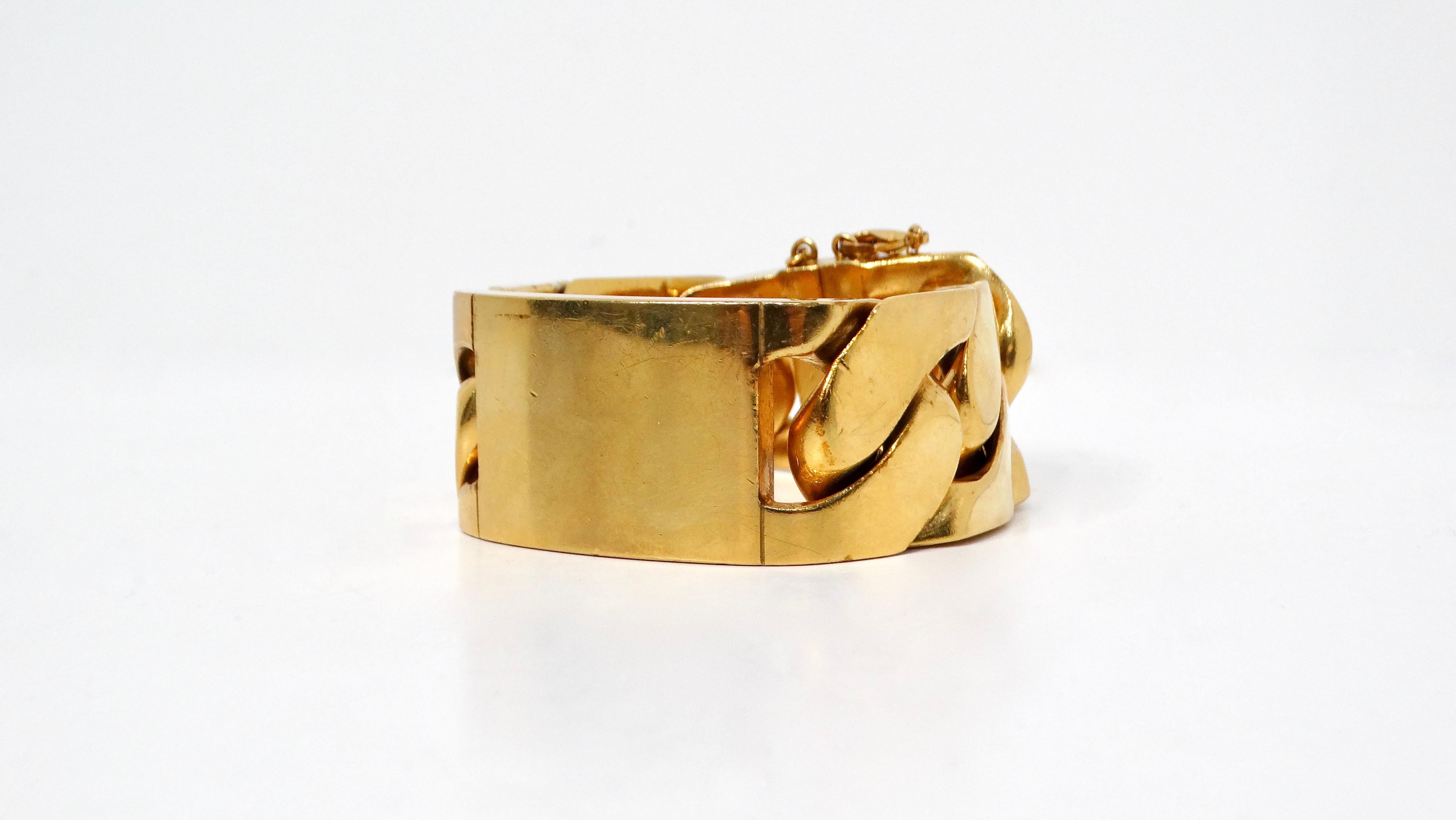 Phoebe Philo pour Celine, grand bracelet à maillons en laiton plaqué or en vente 5