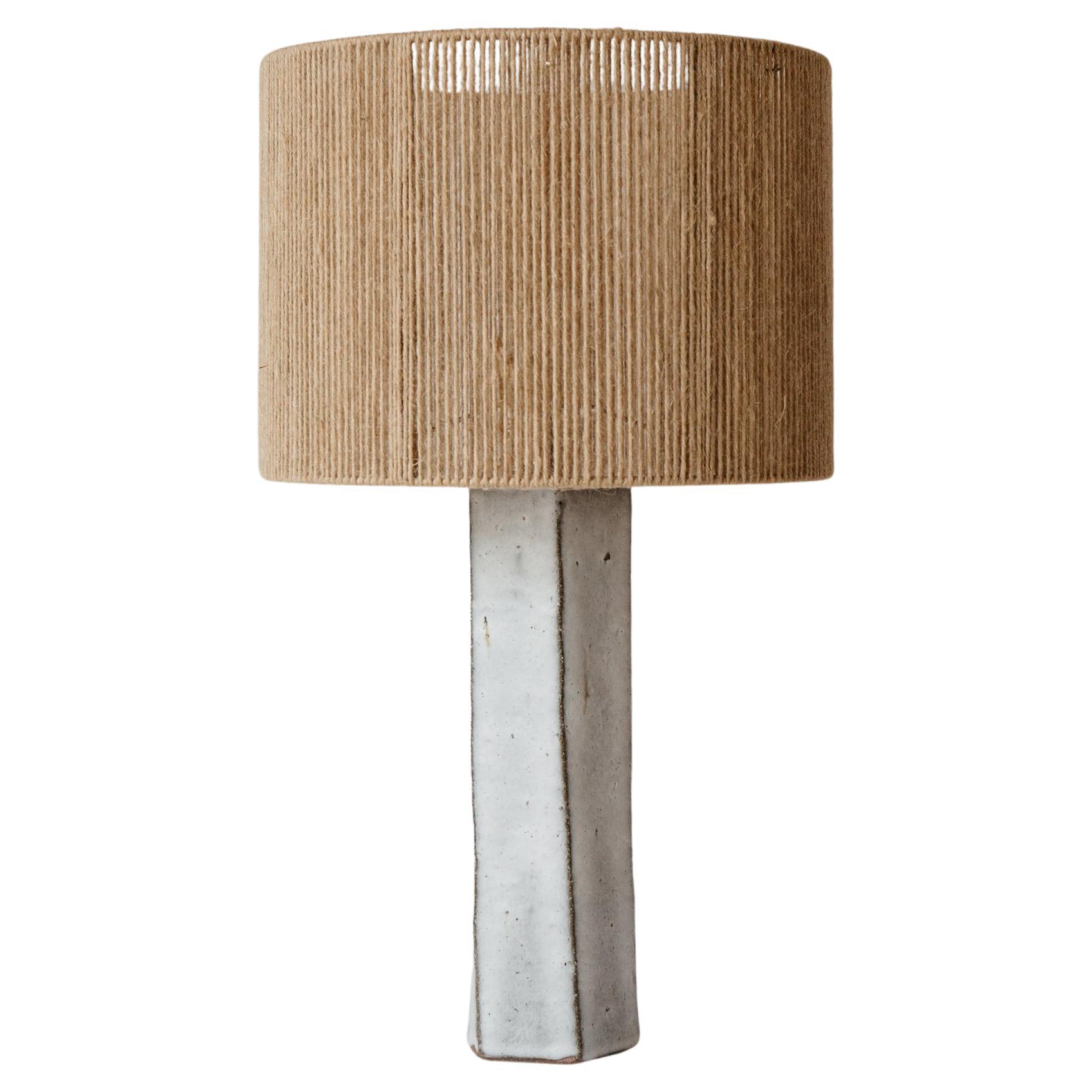 Lámpara de sobremesa de cerámica opaca blanca gris Phoebe by Grès Éditions
