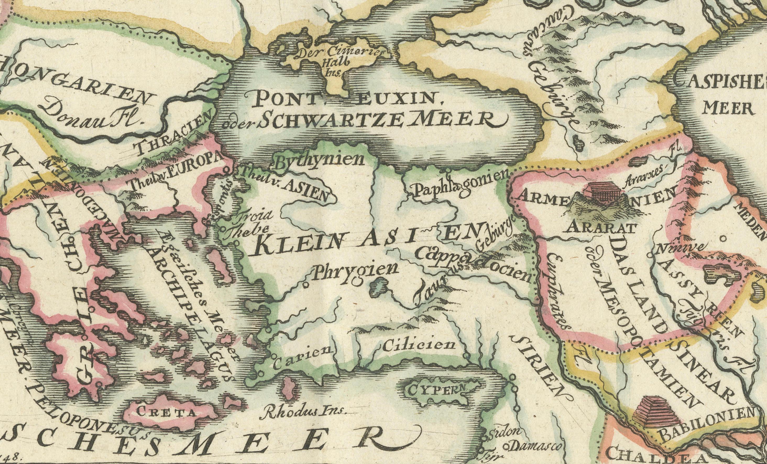 Rutas comerciales fenicias - Mapa antiguo de Europa y el Mediterráneo, 1748 en Bueno estado para la venta en Langweer, NL