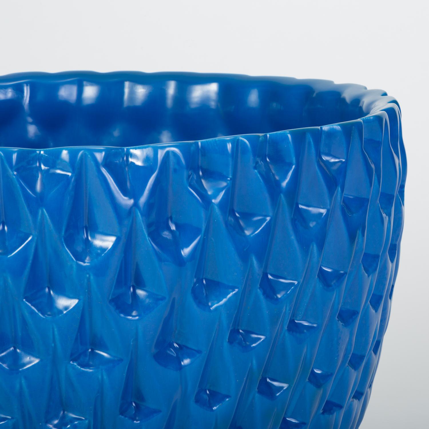 Stoneware Phoenix-1 Planter in Blue Glaze by David Cressey for Architectural Pottery