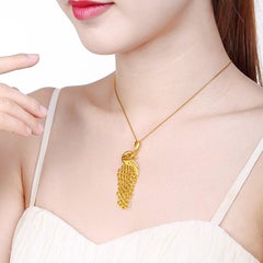 Phoenix Bird Necklace 24K Yellow Gold