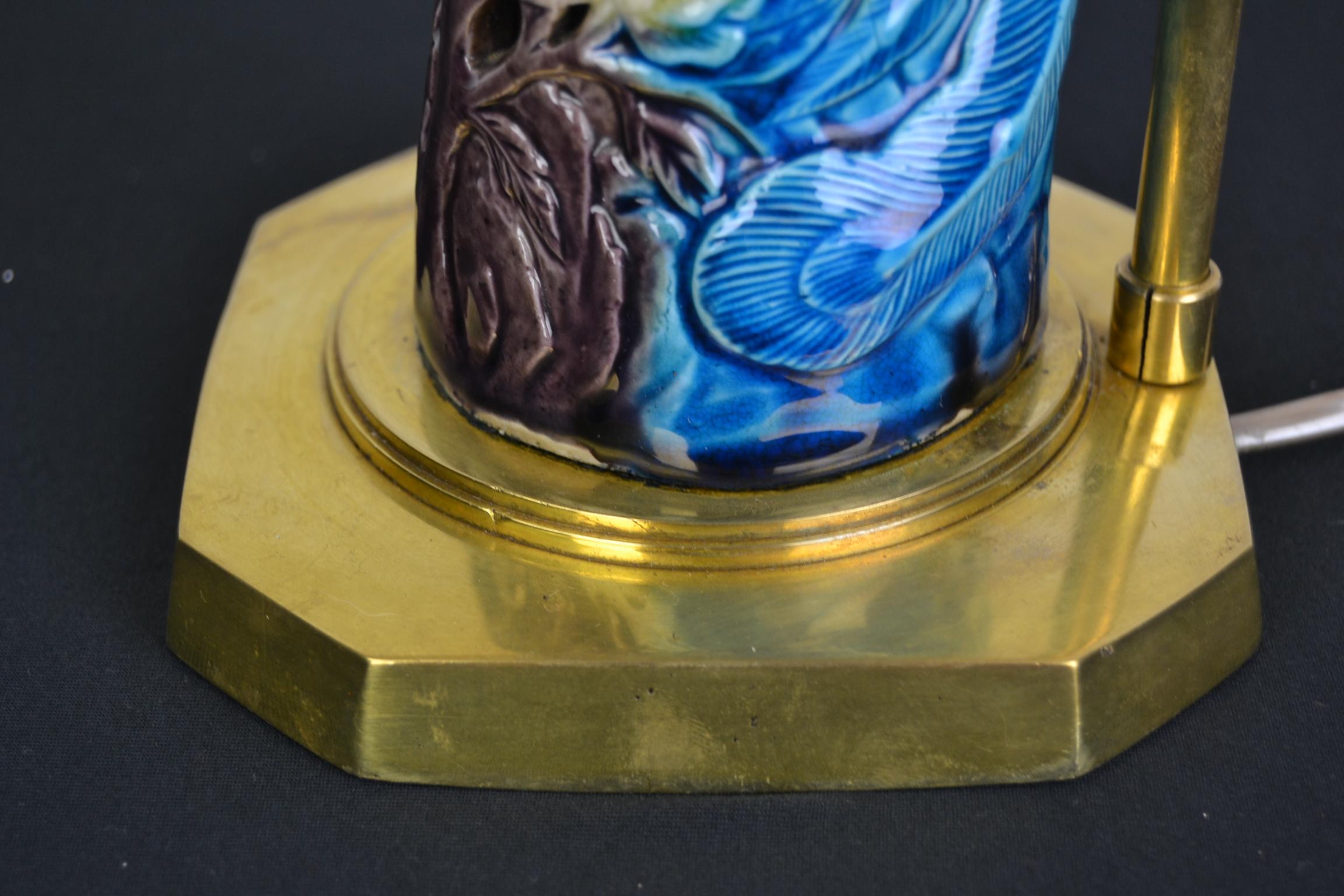 Phoenix Bird Table Lamp, Blue Turquoise Ceramic 3