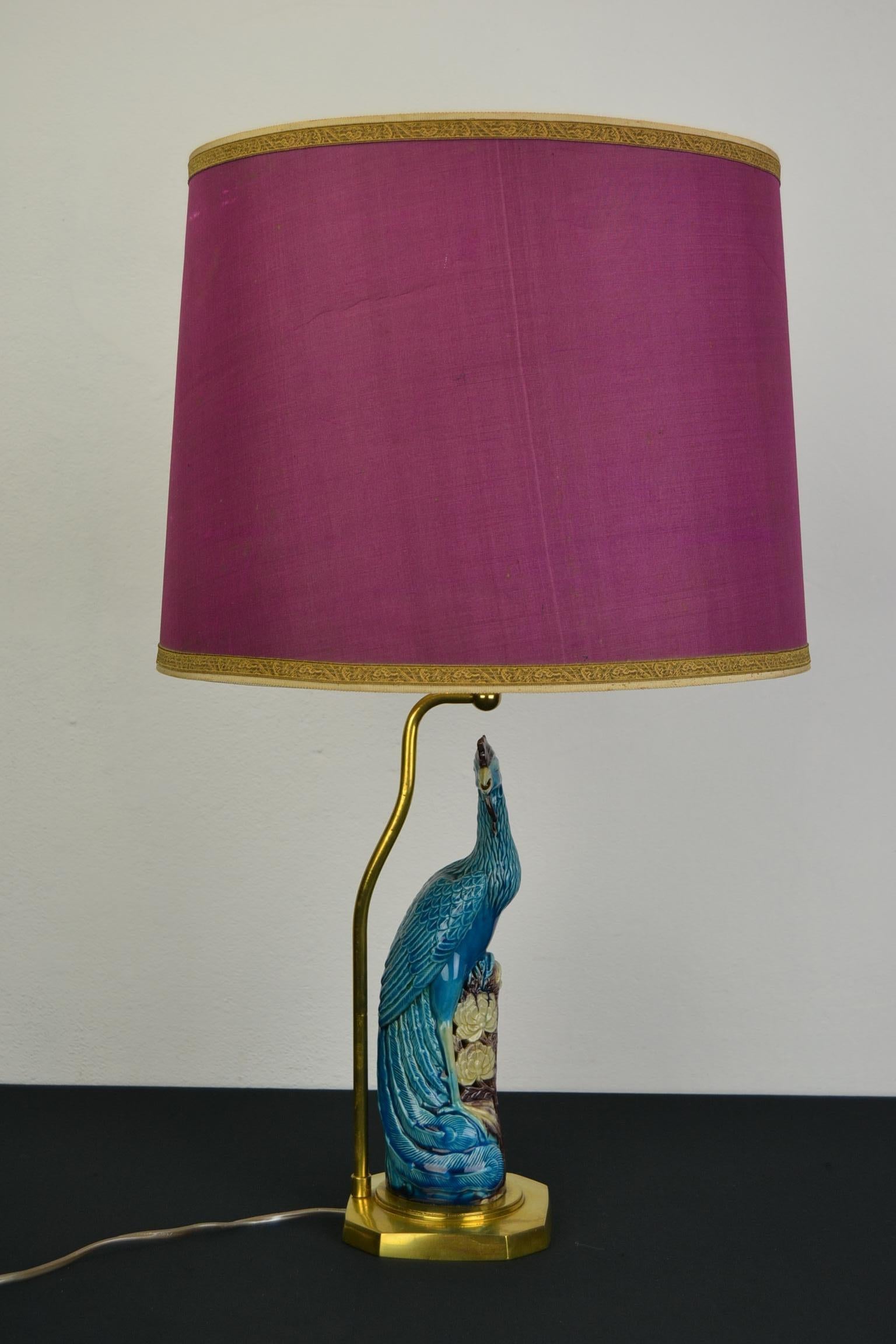 Phoenix Bird Table Lamp, Blue Turquoise Ceramic 7