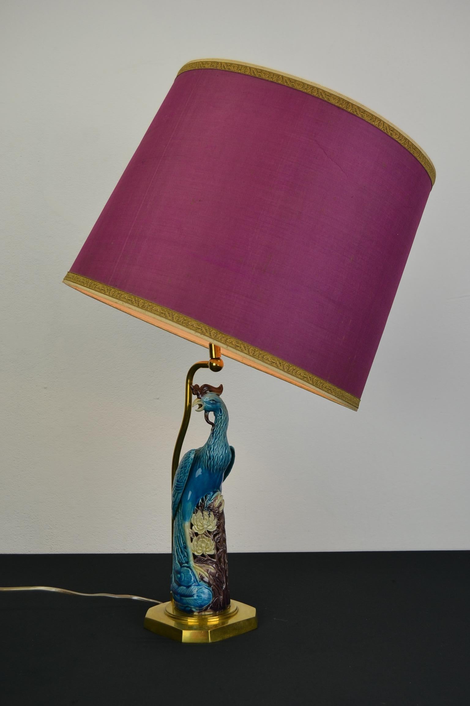 Phoenix Bird Table Lamp, Blue Turquoise Ceramic 10