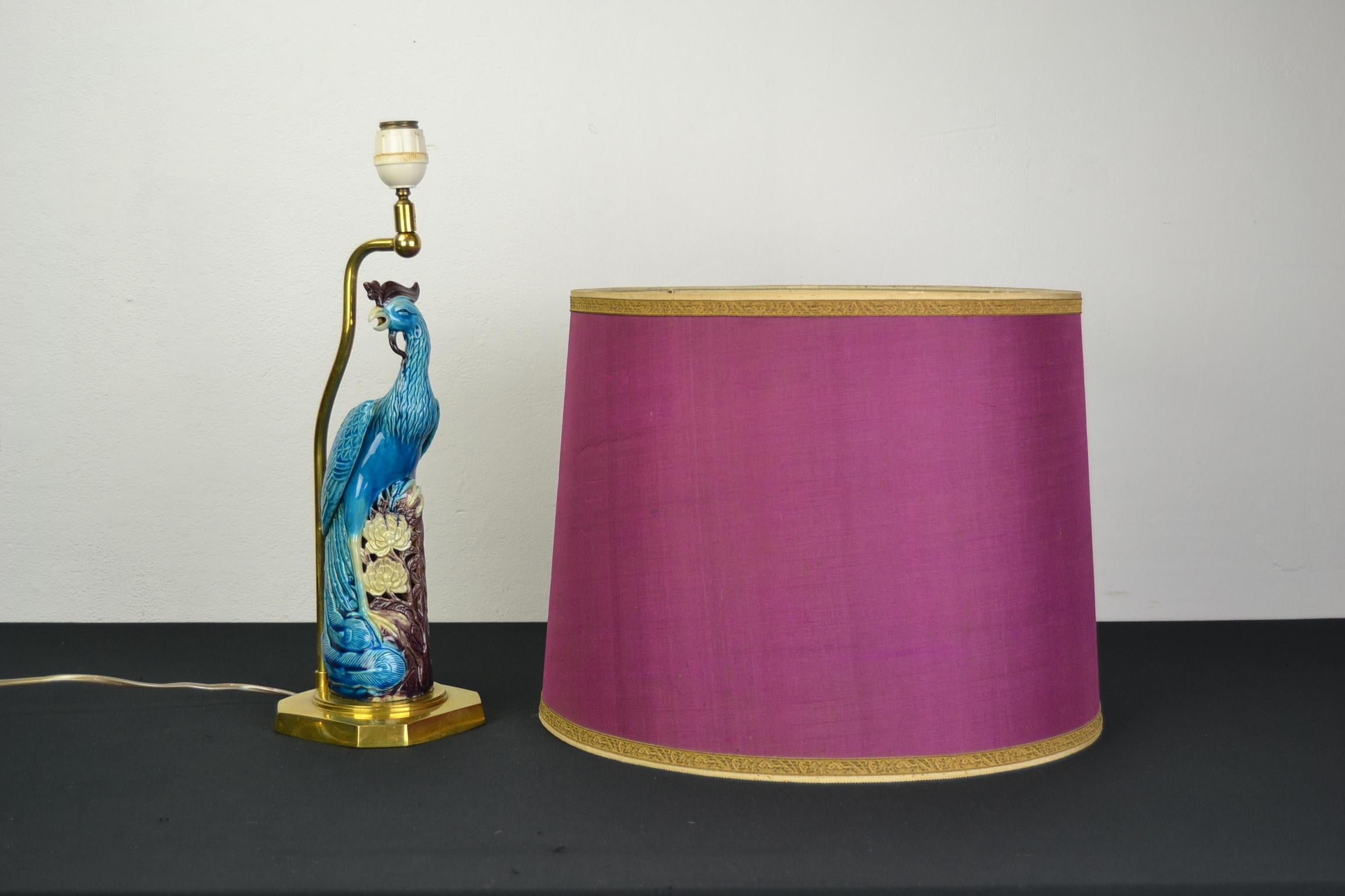 Phoenix Bird Table Lamp, Blue Turquoise Ceramic 12
