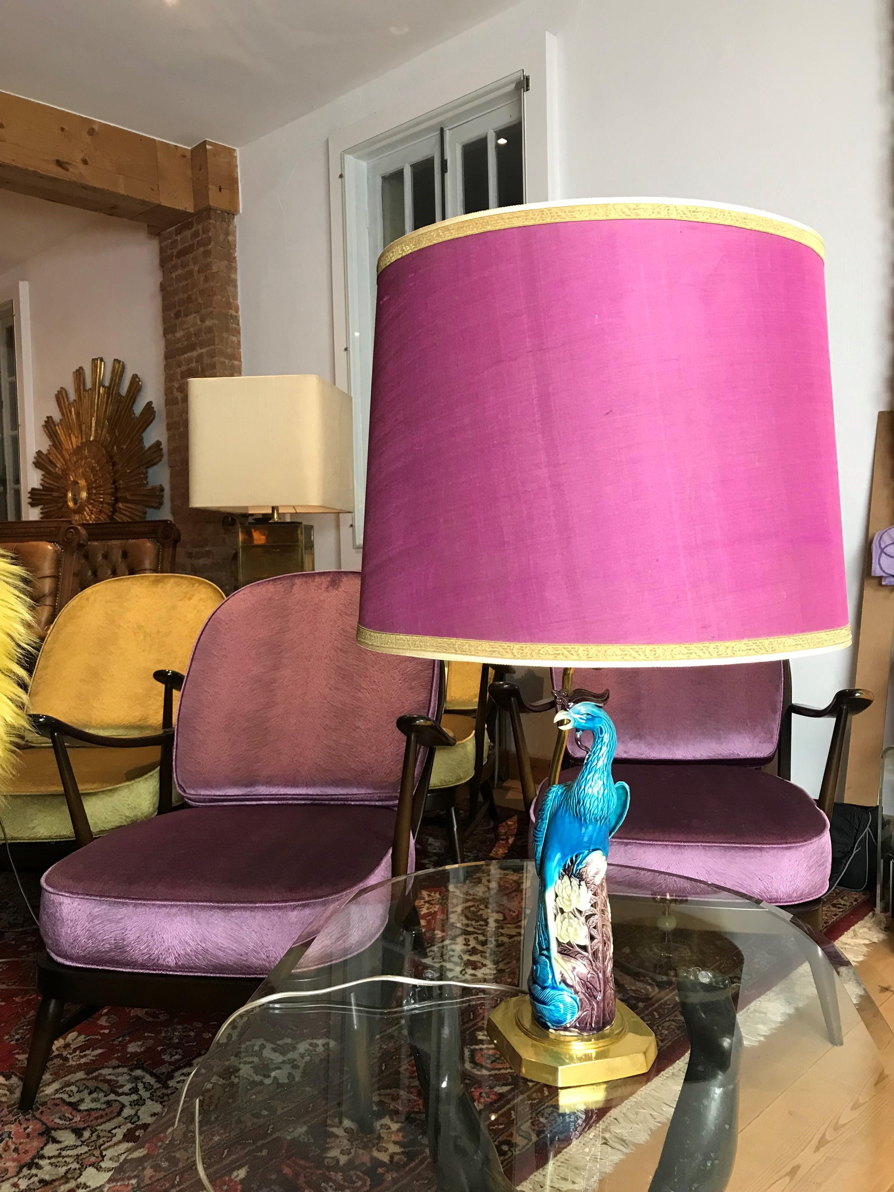 Phoenix Bird Table Lamp, Blue Turquoise Ceramic 13