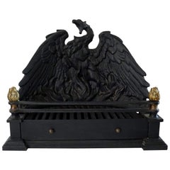 Antique Phoenix Cast Iron and Bronze Fire Grate