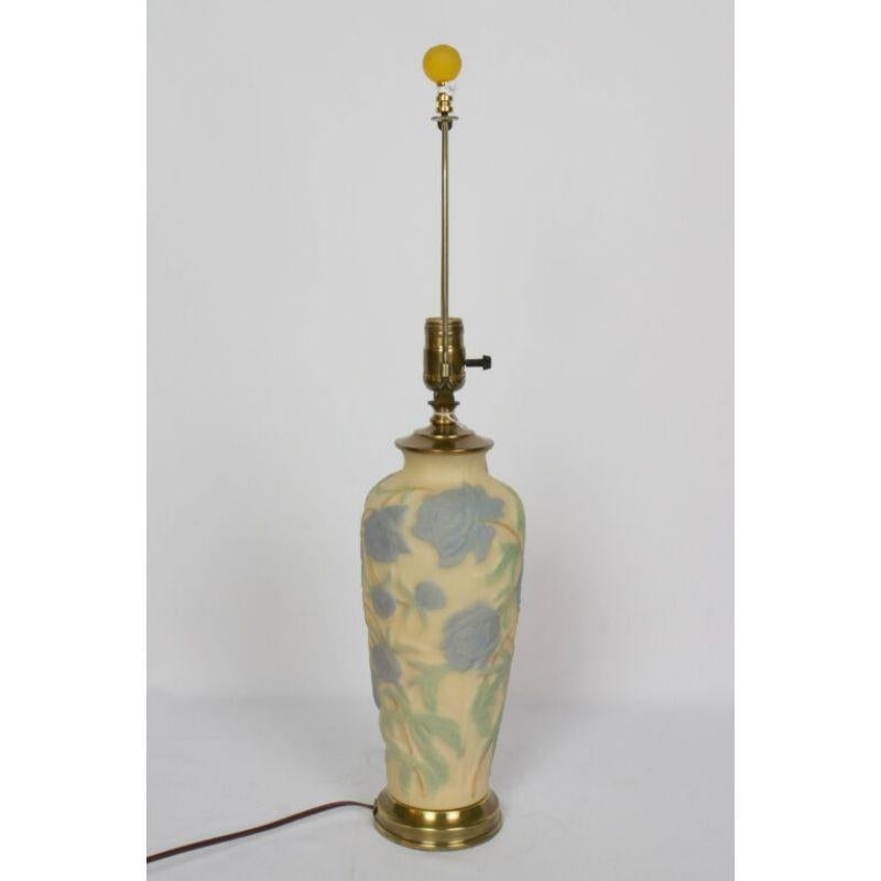 20th Century Phoenix Consolidated Glass Lamp with Blue Flowers For Sale