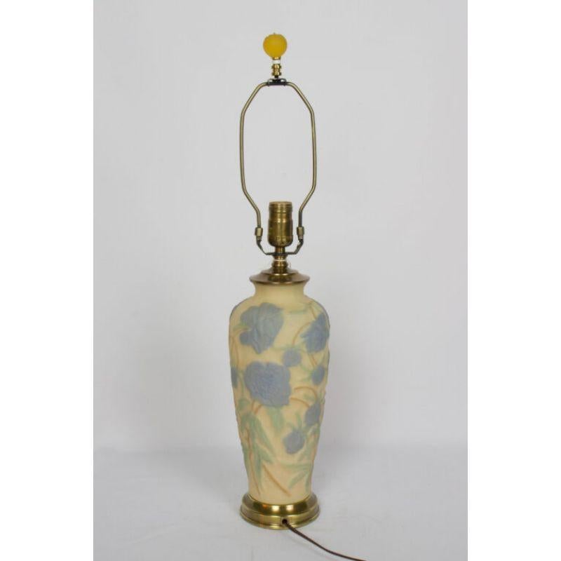 Phoenix Consolidated Glass Lamp with Blue Flowers For Sale 1