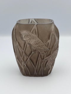 Phoenix Consolidated Glass Martele Screeching Owl Vase