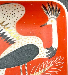 "Phoenix in Black & Gold w/ Scarlet Ground", Fabulous Art Deco-Mid Century Dish