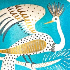 „Phoenix in Schwarz & Gold mit türkisfarbenem Grund“, Schale/Schale im Art déco-Stil aus der Mitte des Jahrhunderts