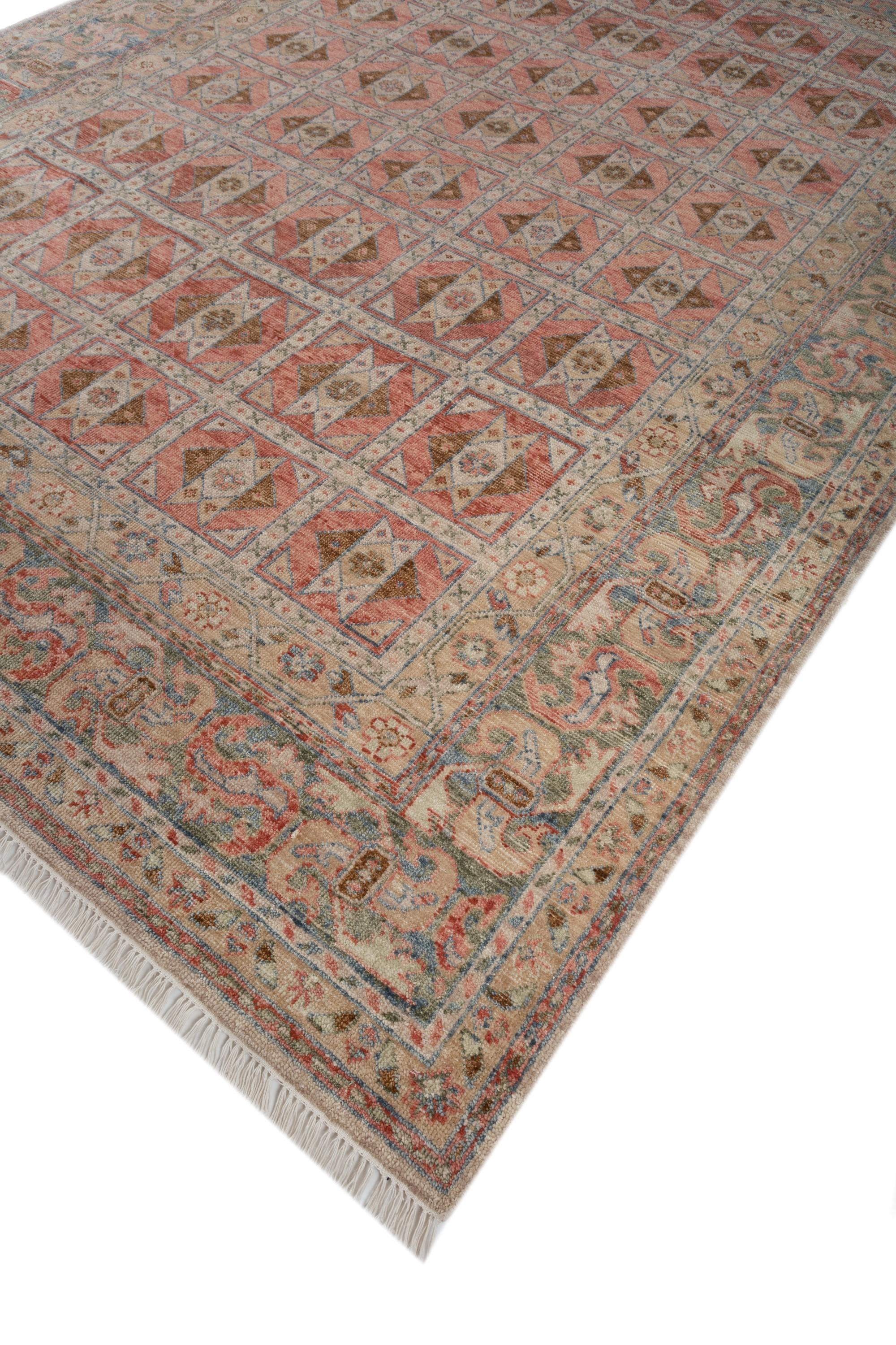 Indian Phoenix Rising Orange Mandarin & Orange Mandarin 180x270 cm Handknotted Rug For Sale