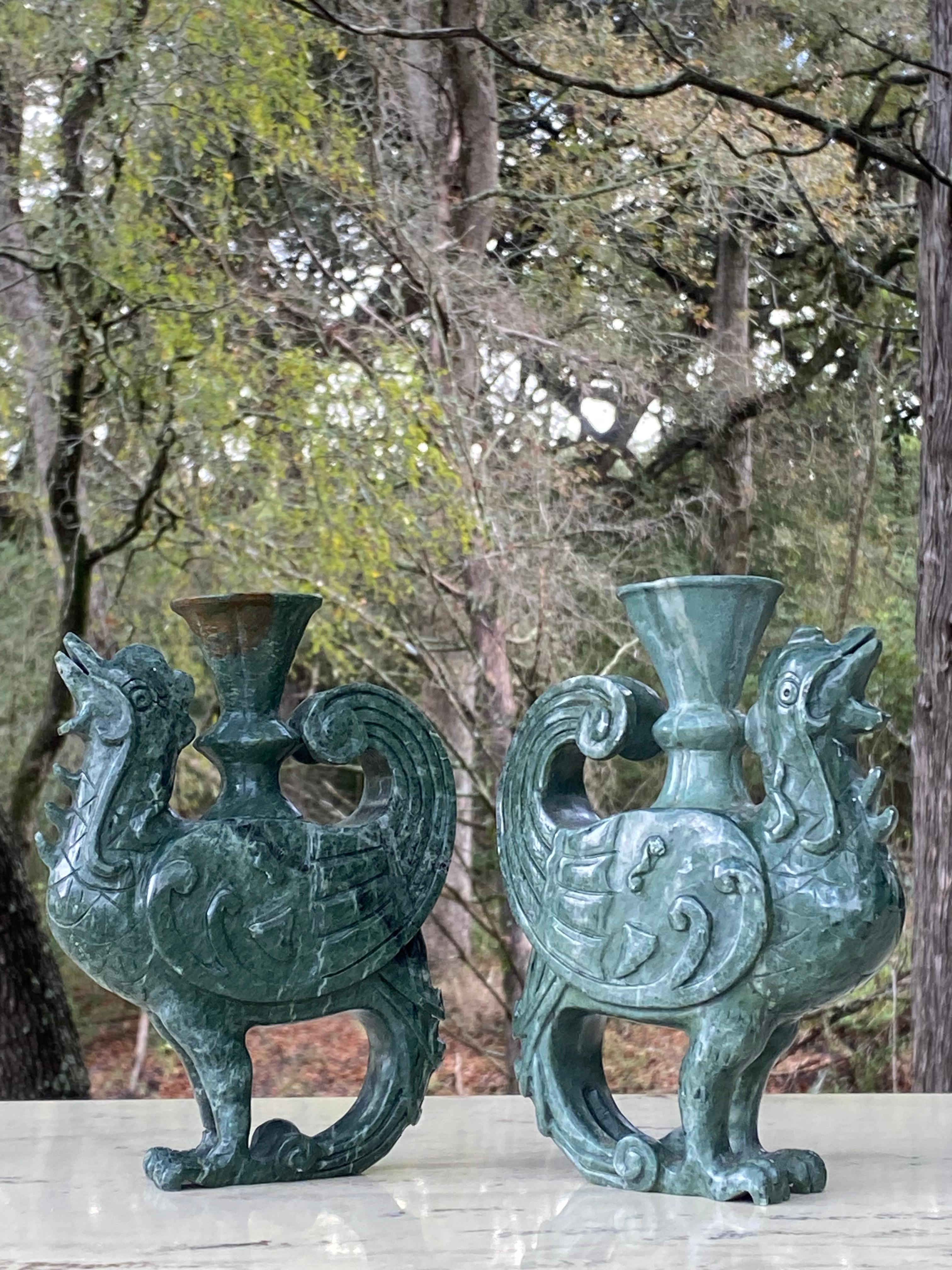 Sculture Phoenix in giada Spinach in vendita 4