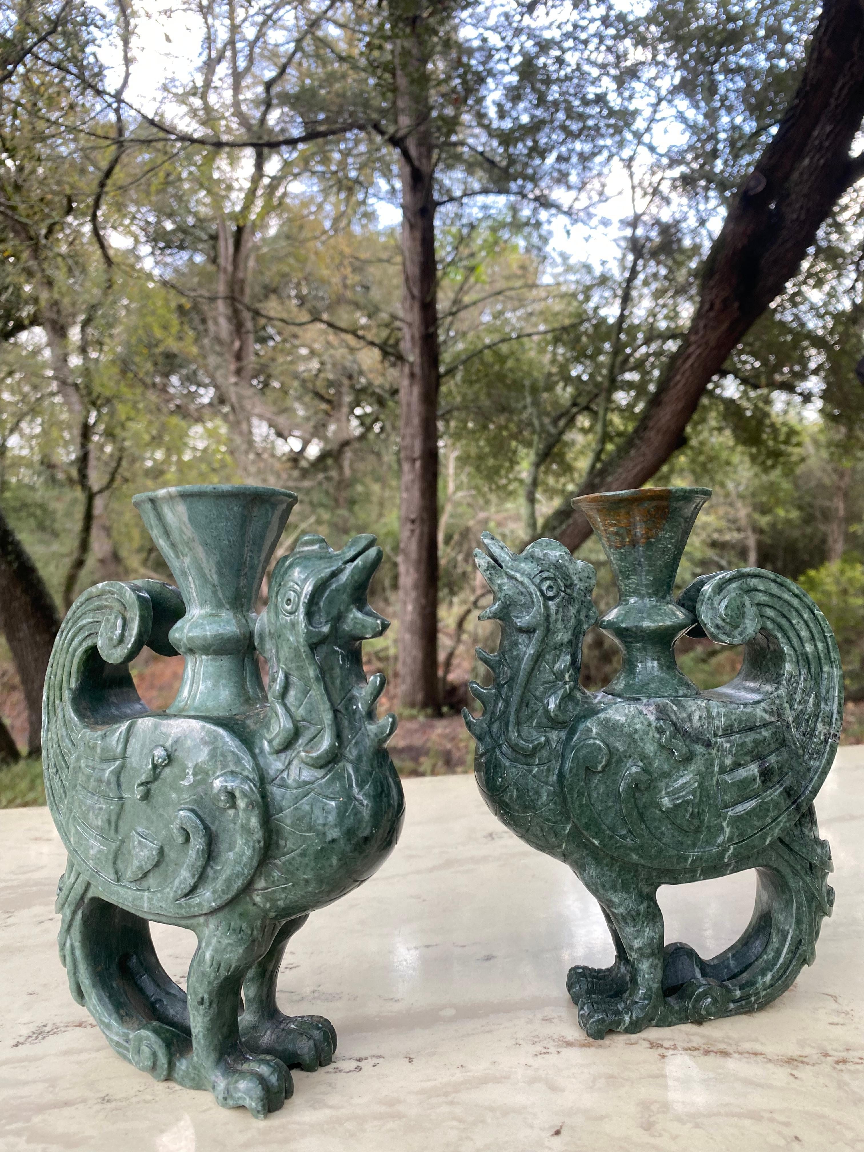 Sculture Phoenix in giada Spinach in vendita 5