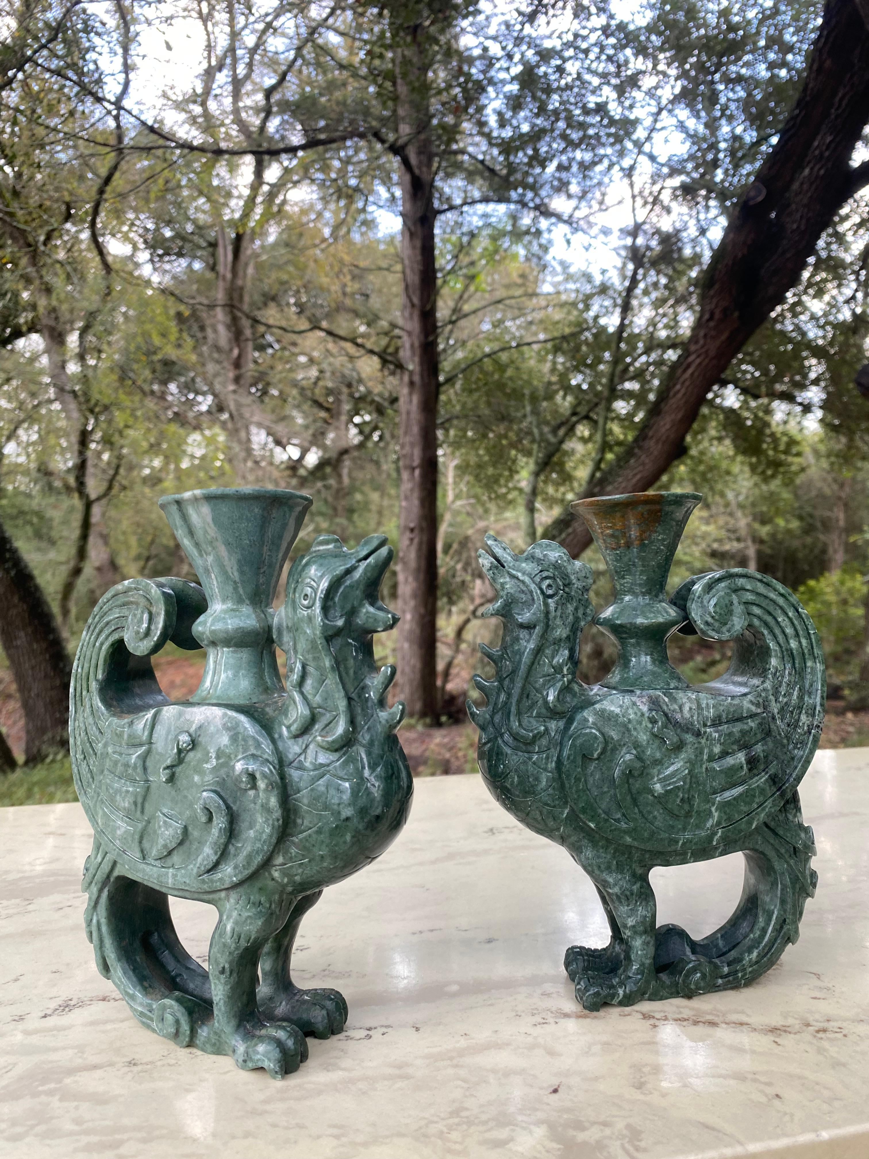 Sculture Phoenix in giada Spinach in vendita 6