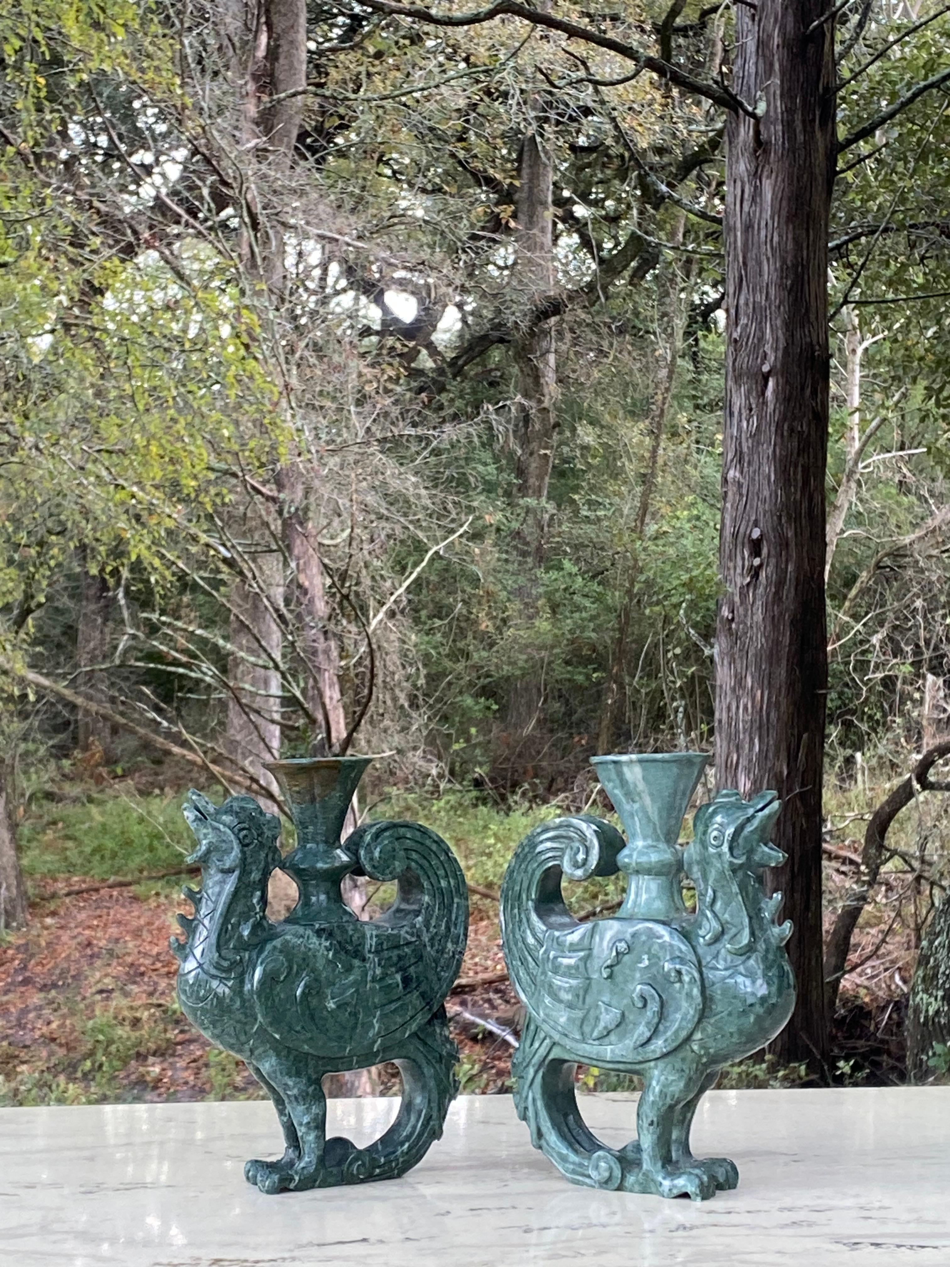 Sculture Phoenix in giada Spinach in vendita 1