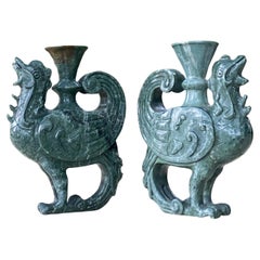 Esculturas Fénix en Jade Espinaca
