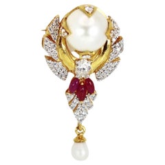 Phoenix South Sea Pearl Designer Brooch