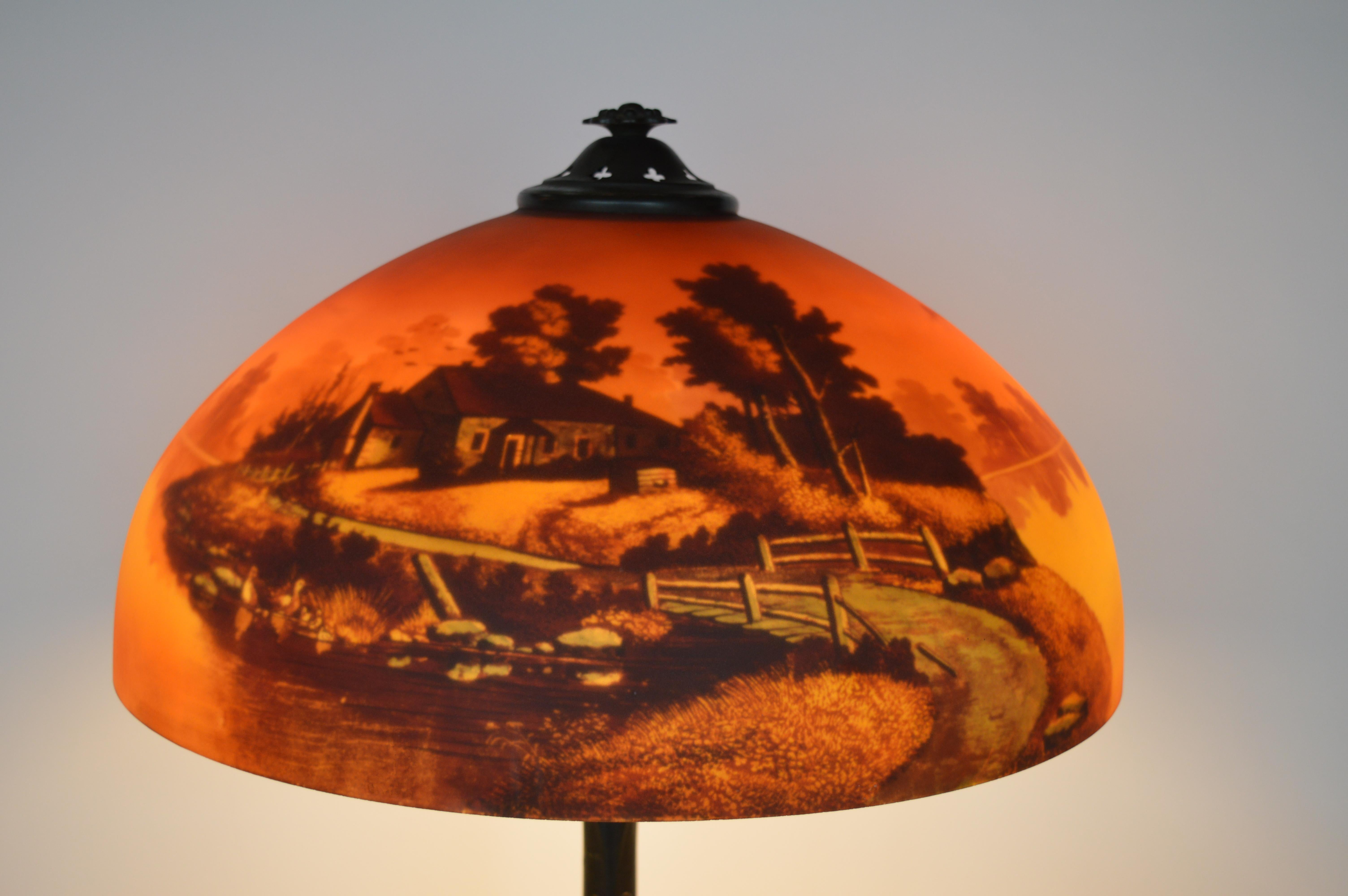 Autre Lampe de bureau Phoenix Sunset Landscape, France, circa 1920s en vente