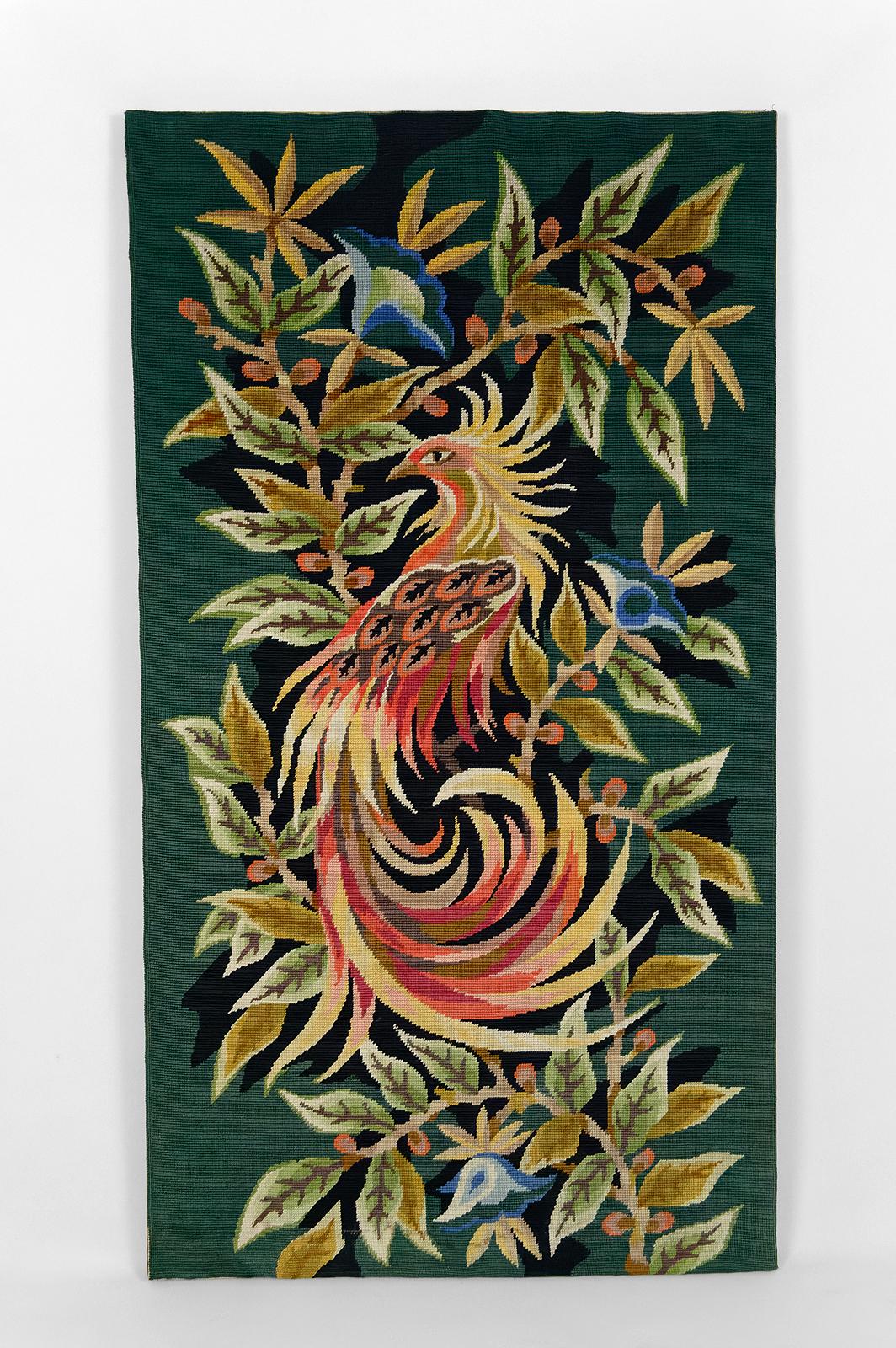 “Phoenix” tapestry, in the style of Jean Lurçat.
Very good condition, on panel.
France.
Dated: May 1971.

Dimensions:
Height:128cm
Width:70cm
Depth:3cm
