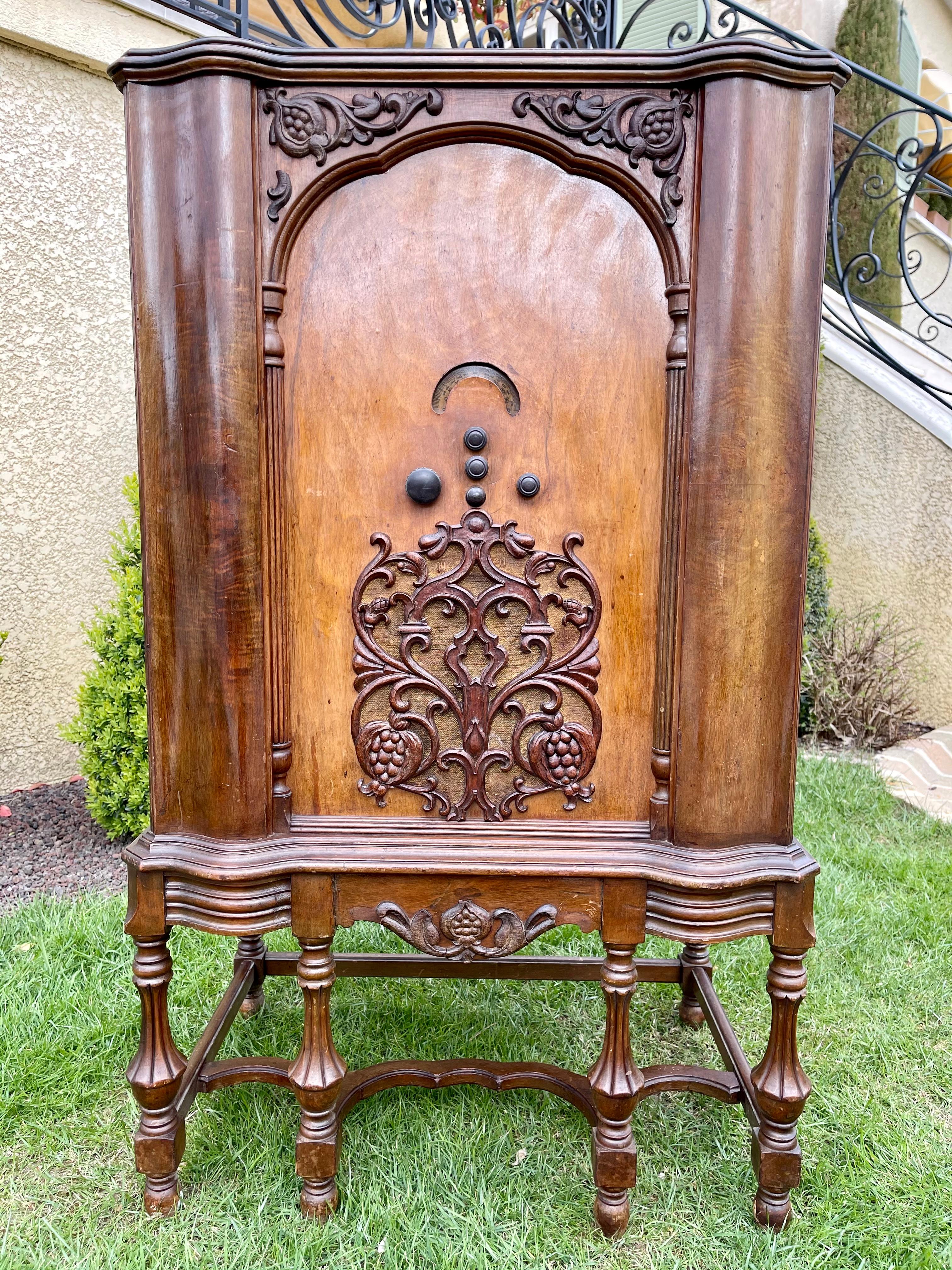 antique radio record player cabinet