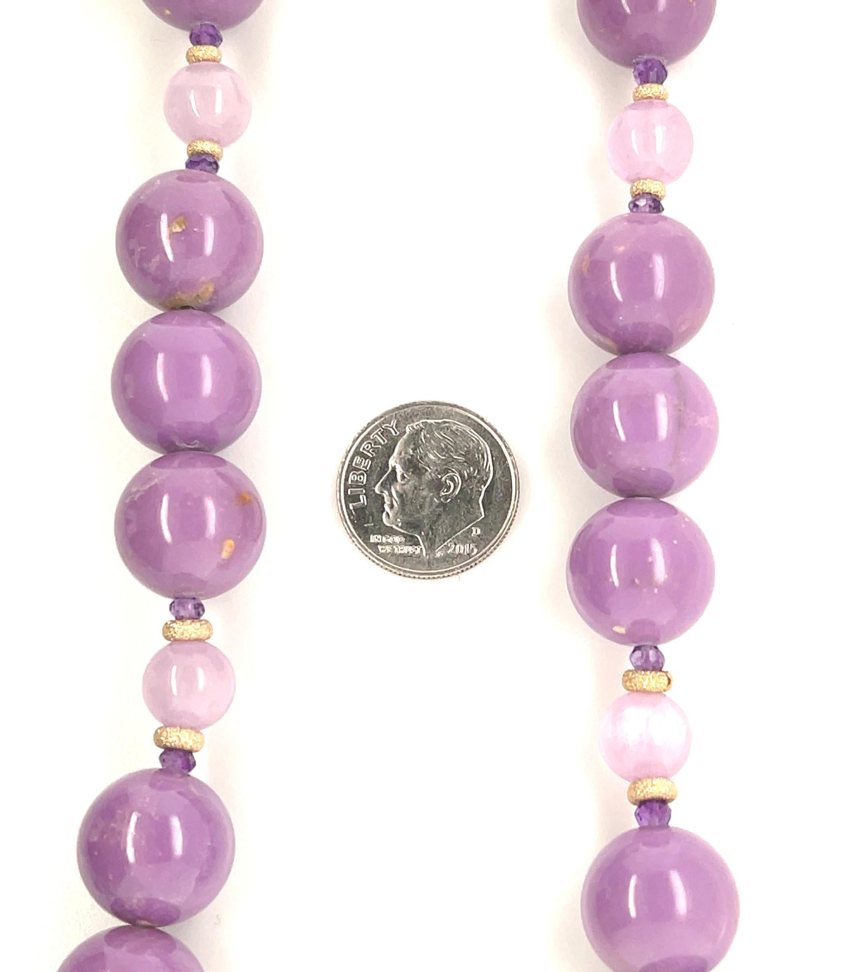 Phosphosiderite and Kunzite Beaded Necklace In New Condition For Sale In Los Angeles, CA