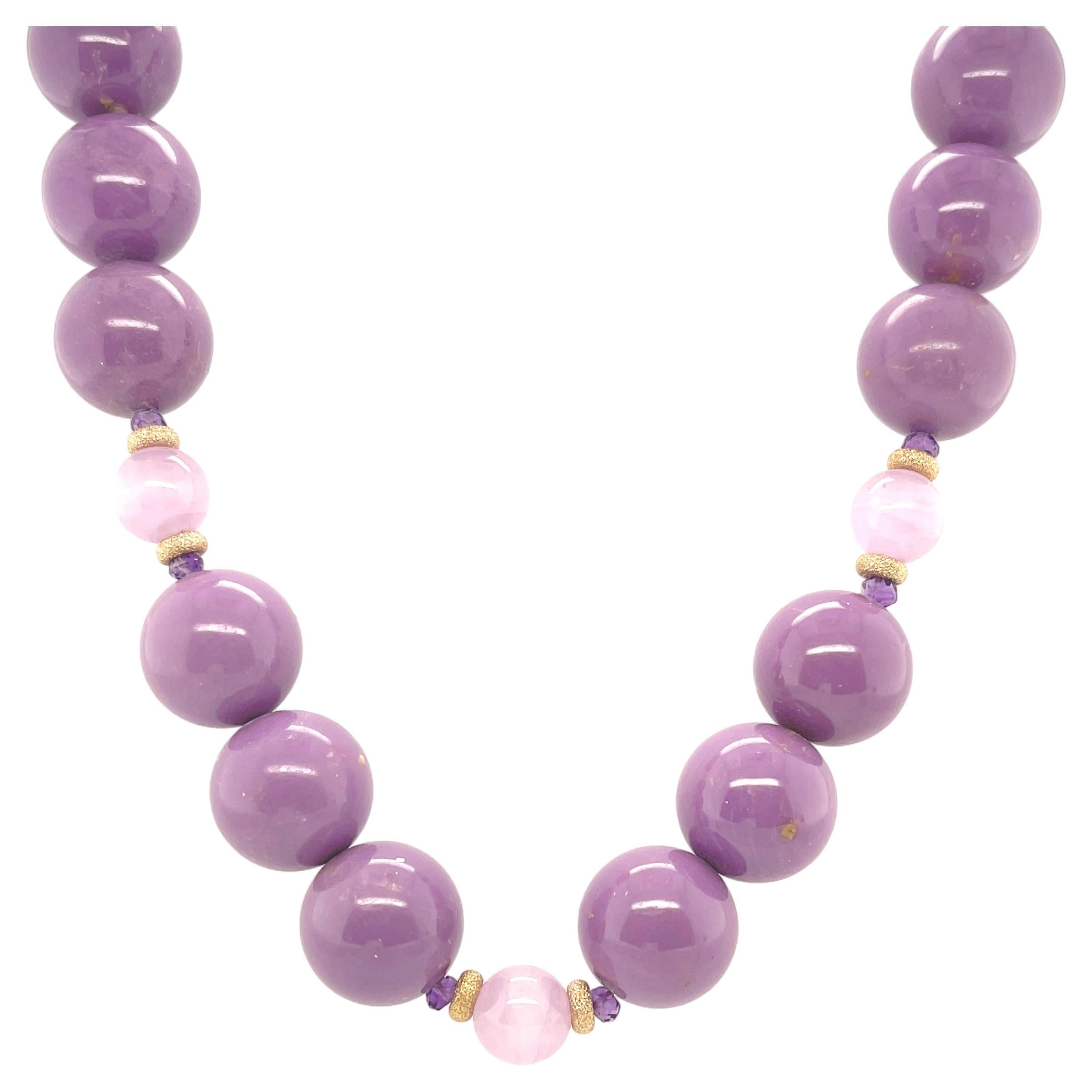 Phosphosiderite and Kunzite Beaded Necklace