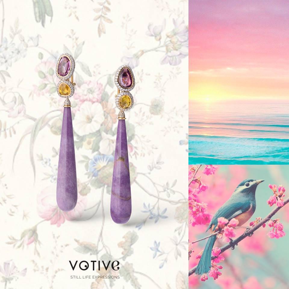 Summer Night Collection by VOTIVE.

Amidst the tranquil embrace of a young summer's night, the violet reveals its quiet splendor, painting hillsides with a medley of hues. In a similar symphony, our Violet Hill Earrings evoke this delicate dance of