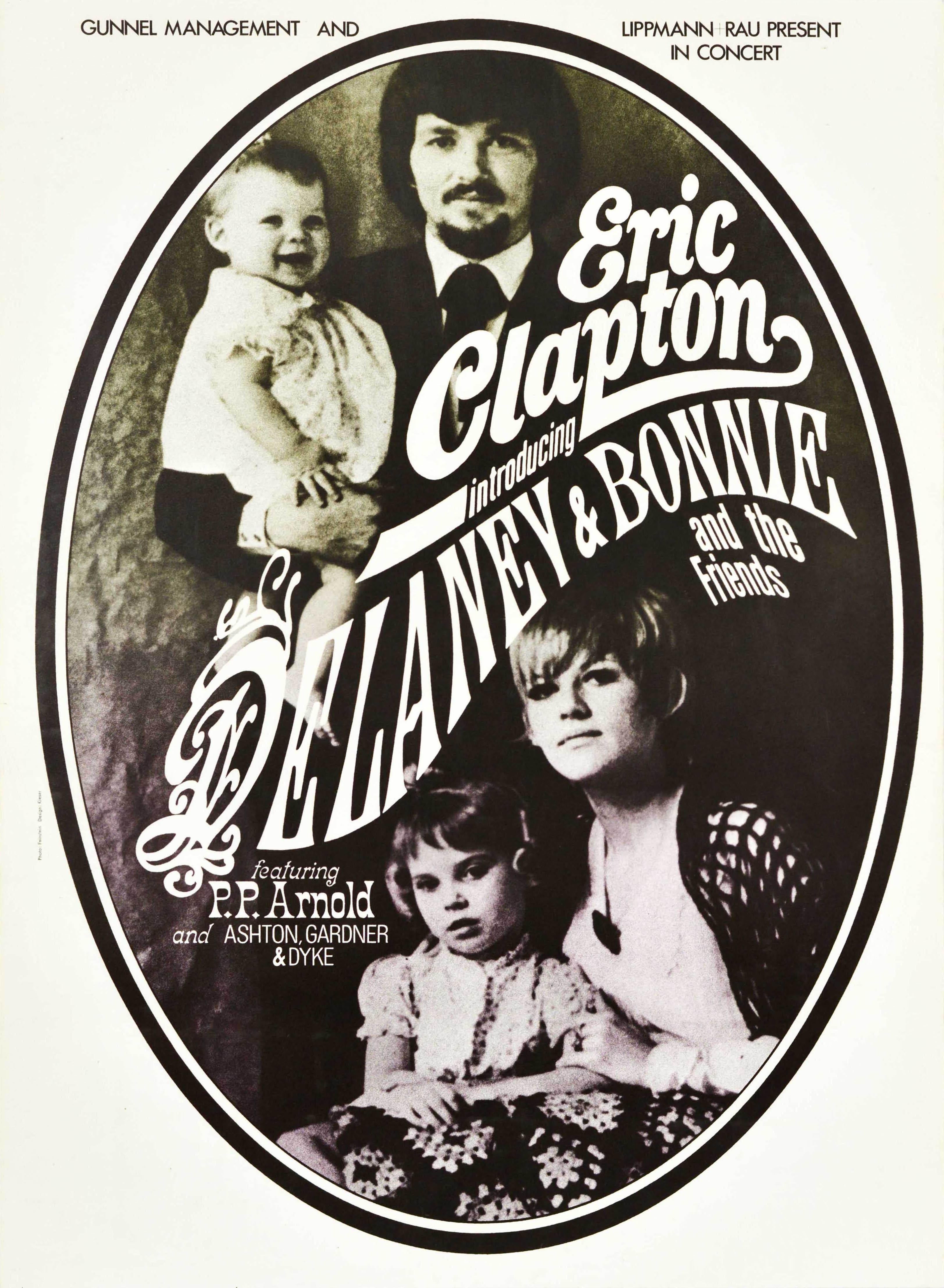 Print di photo: Feinstein design: Kieser - Poster originale d'epoca del concerto di Eric Clapton & Bonnie And Friends