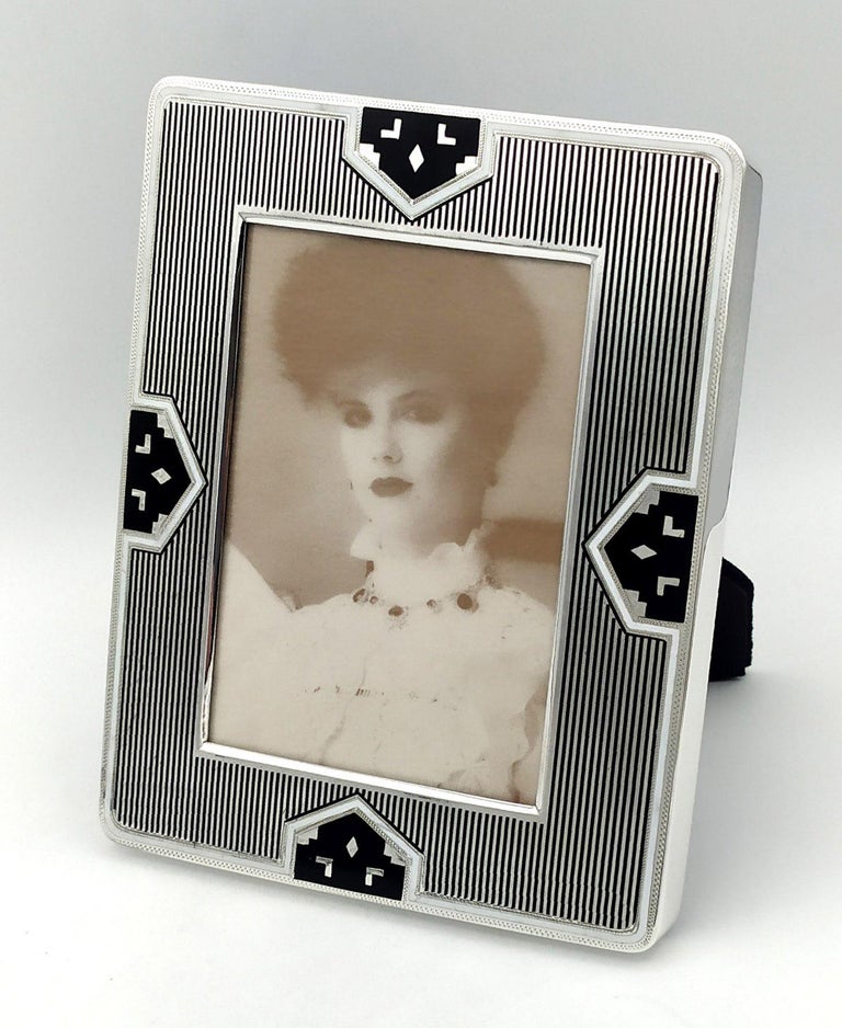Photo Frame Art Deco Design Inspired by Louis Cartier Sterling Silver