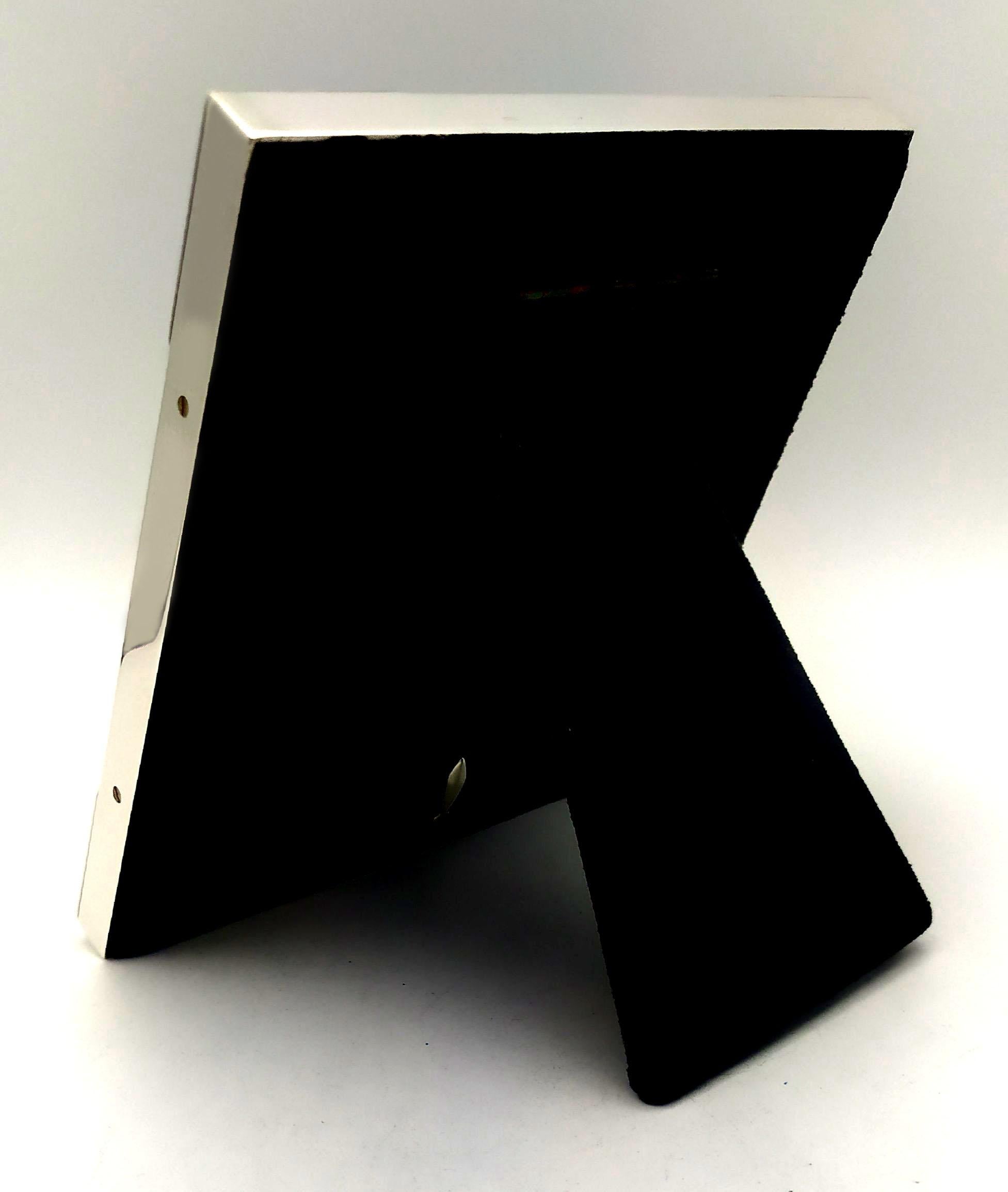 Photo Frame Black and White Enamel Squared Shape Sterling Silver Salimbeni In Excellent Condition For Sale In Firenze, FI