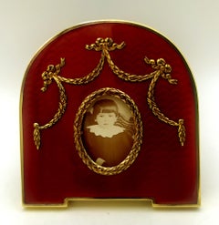 Photo Frame Bordeaux Enamel Empire style ornaments Sterling Silver Salimbeni