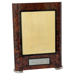 Photo Frame, Burl Walnut, Ebony and Nickle in Art Deco Style. A perfect  gift