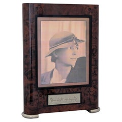 Cornice per foto, radica di noce, ebano e nichel in stile Art Deco. Un perfetto  regalo