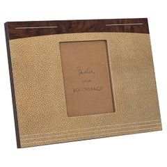 Photo Frame, Burl Walnut, Shagreen, Faux Ivory, Nickel