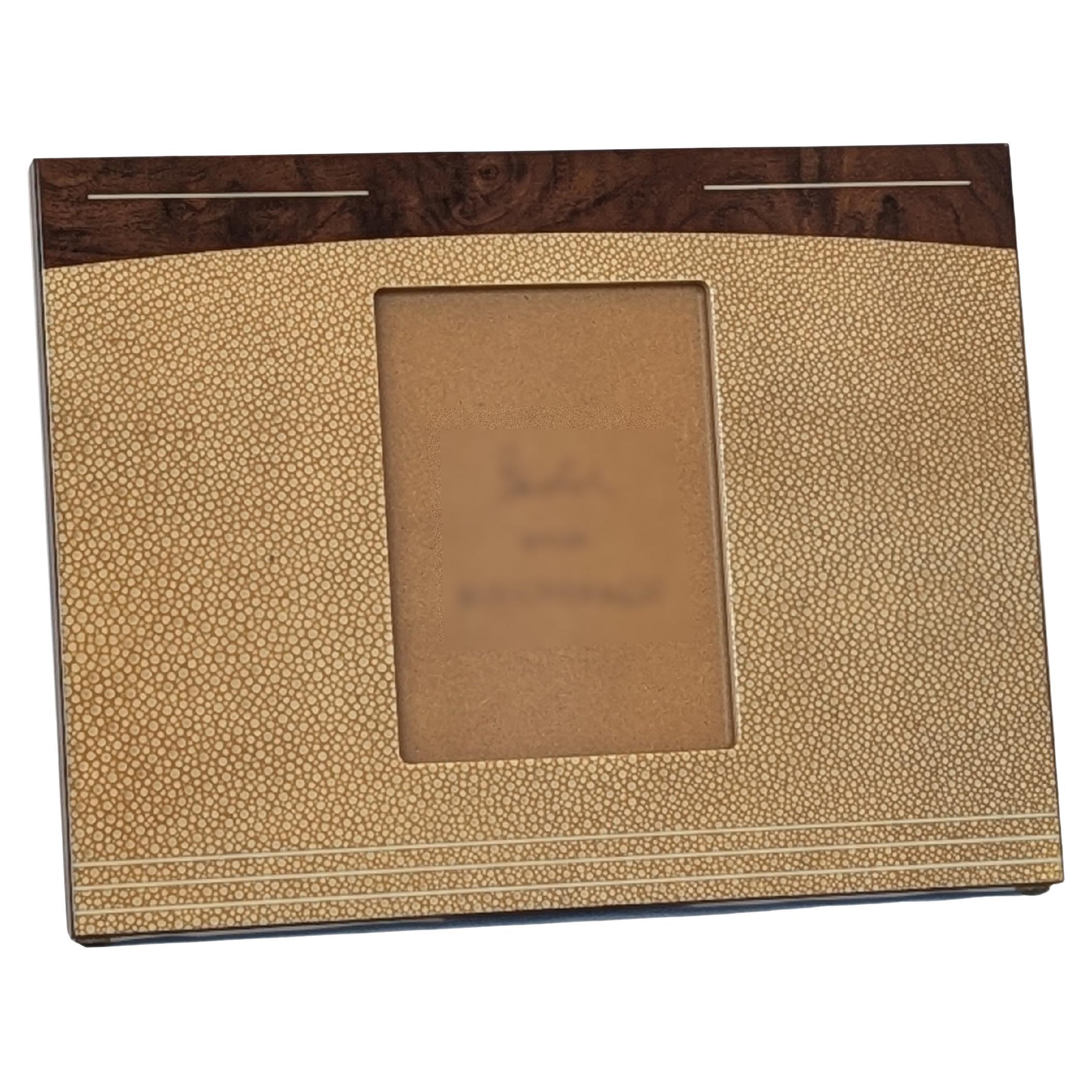 Marco Foto, Nogal Burl, Shagreen, Imitación Marfil, Níquel