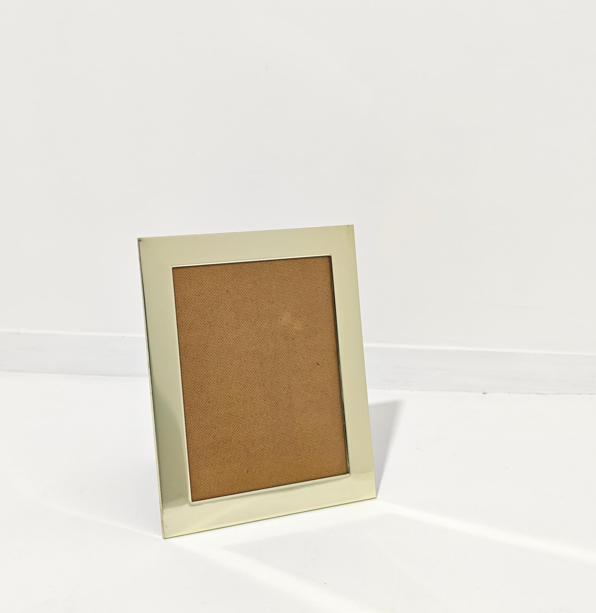 italien Cadre décoratif laiton aluminium design moderne mi-siècle, Italie, années 70 en vente