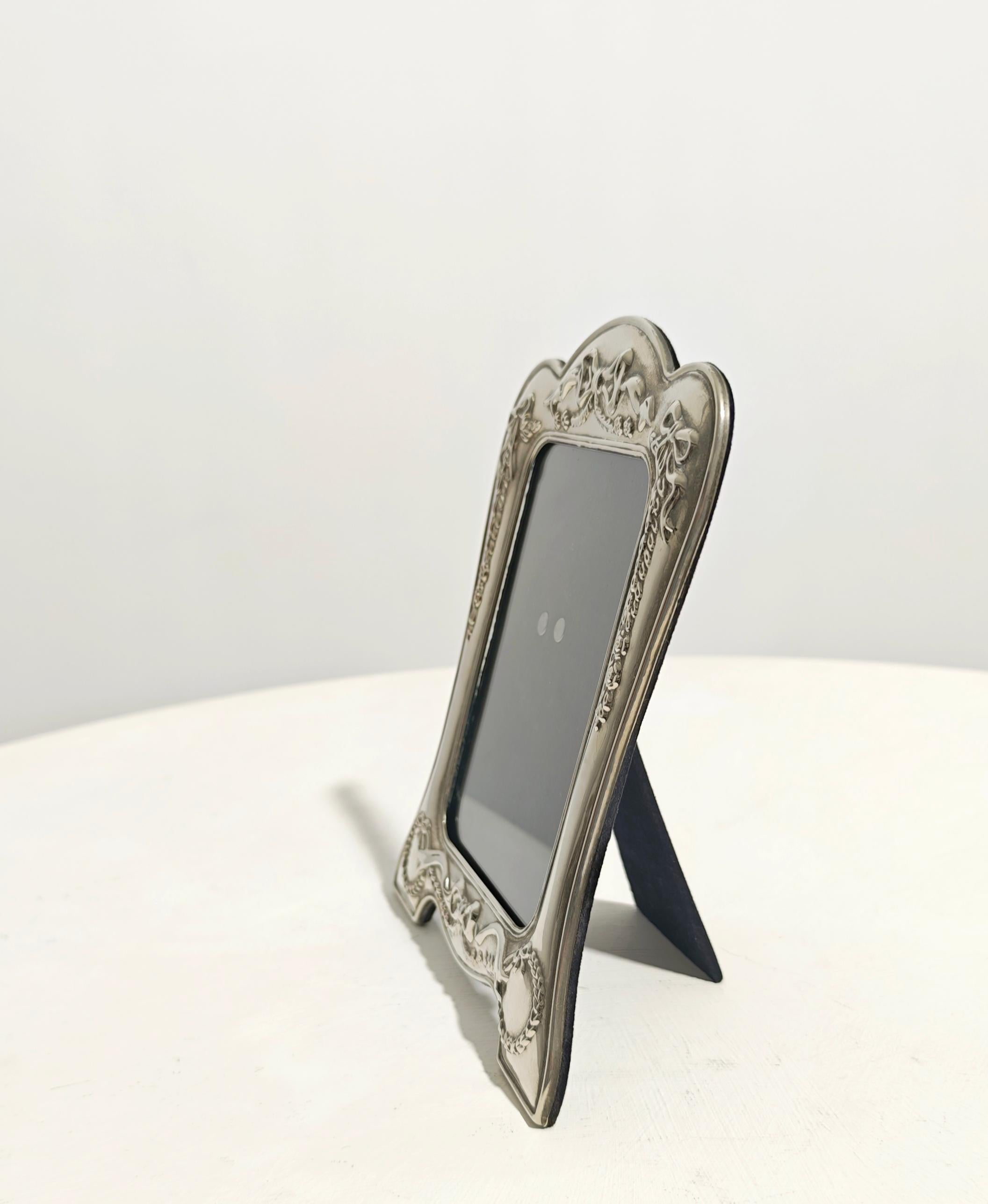 Photo frame Decorative Object Silver Plated Brass Mid-Century Modern Italy 1960 In Good Condition For Sale In Palermo, IT